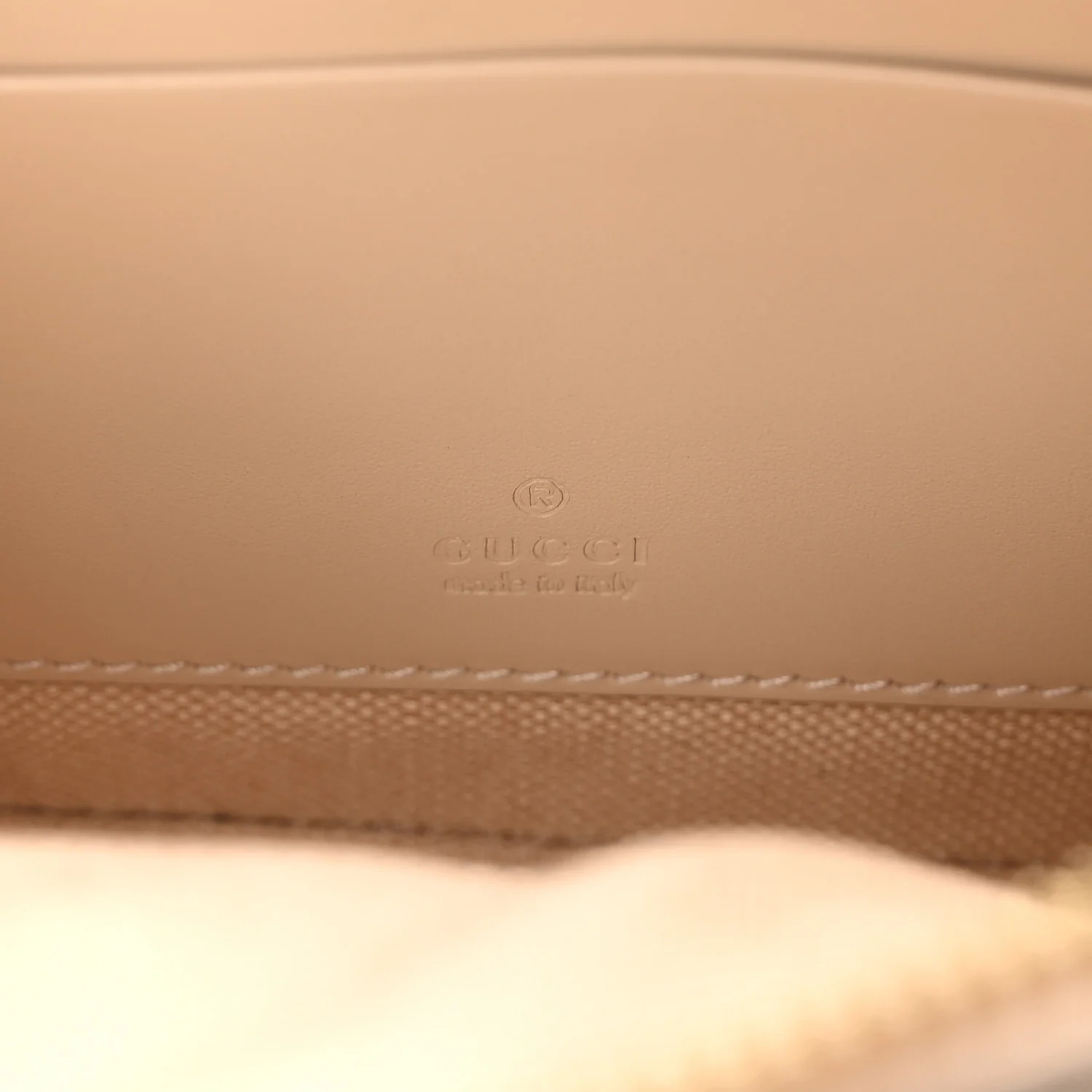 Calfskin GG Super Mini Debossed Chain Wallet Light Beige - Top Club
