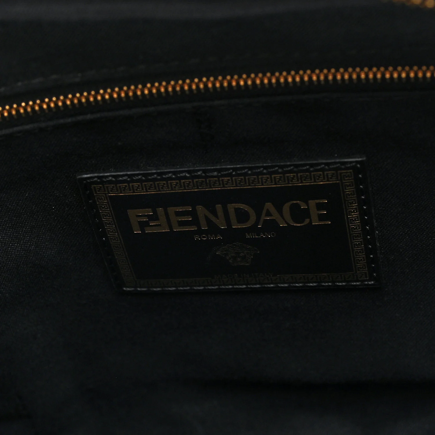 X VERSACE Nylon Cuoio Romano Fendace FF Baroque Belt Bag Black Gold - Top Club