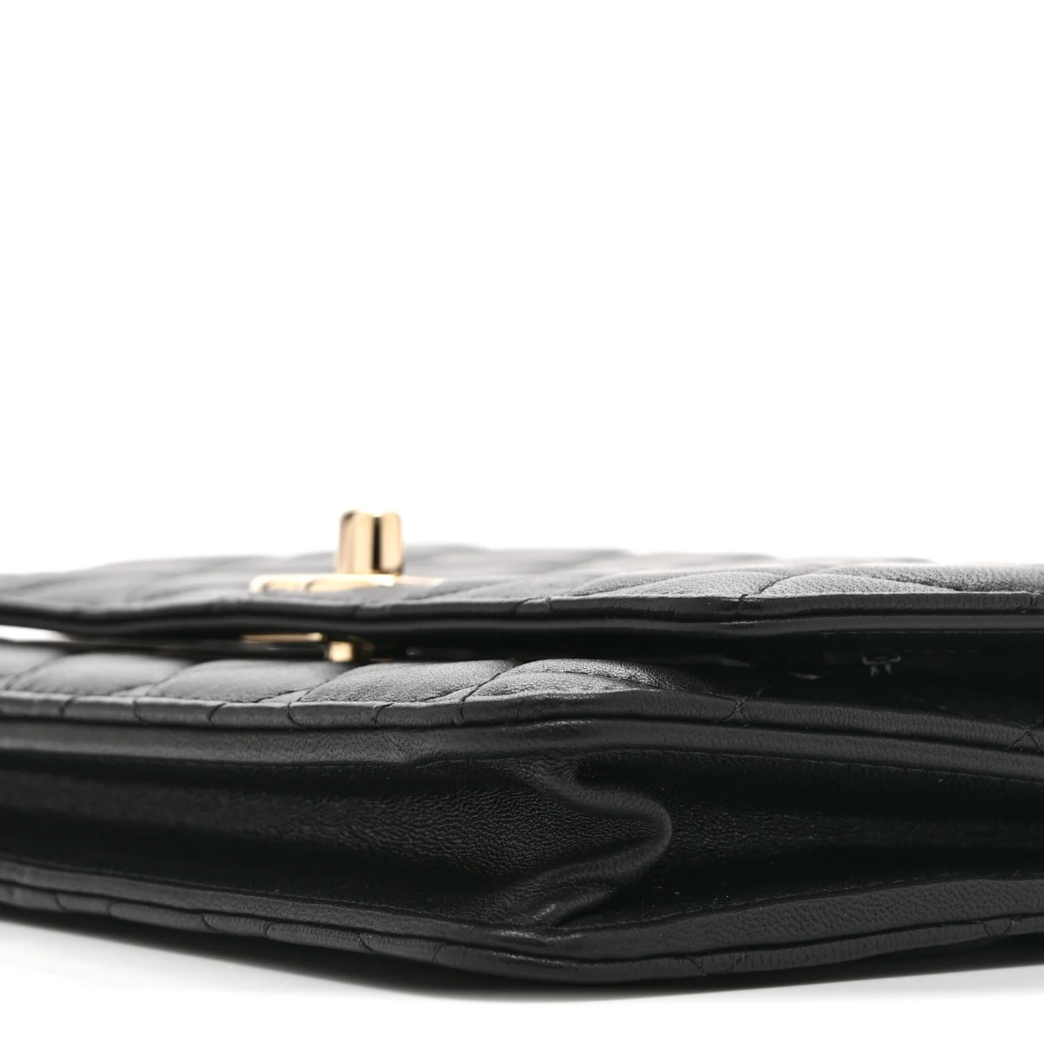 Lambskin Quilted Trendy CC Wallet On Chain WOC Black - Top Club