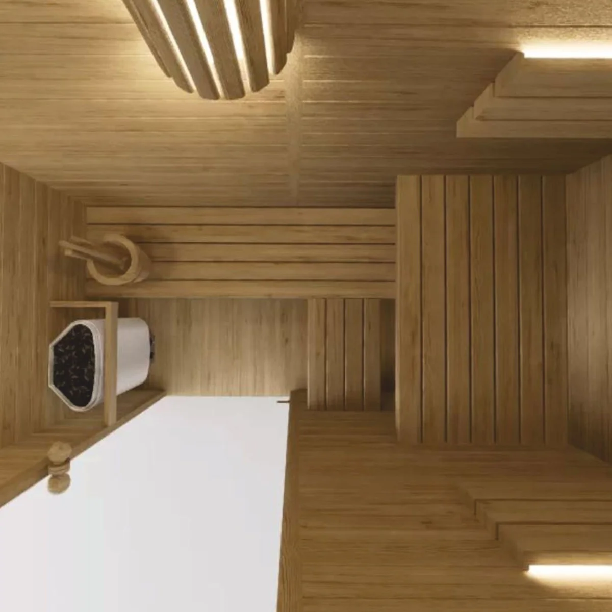 Luxury 2 person indoor sauna natural colors 200 x 100 x H. 190 cm