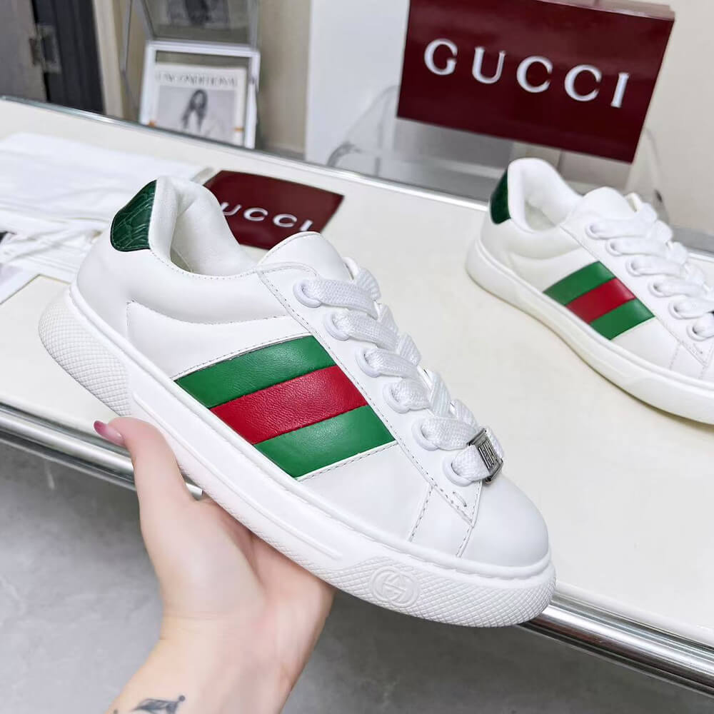 Gucci Ace Web Stripe leather sneakers - Top Club
