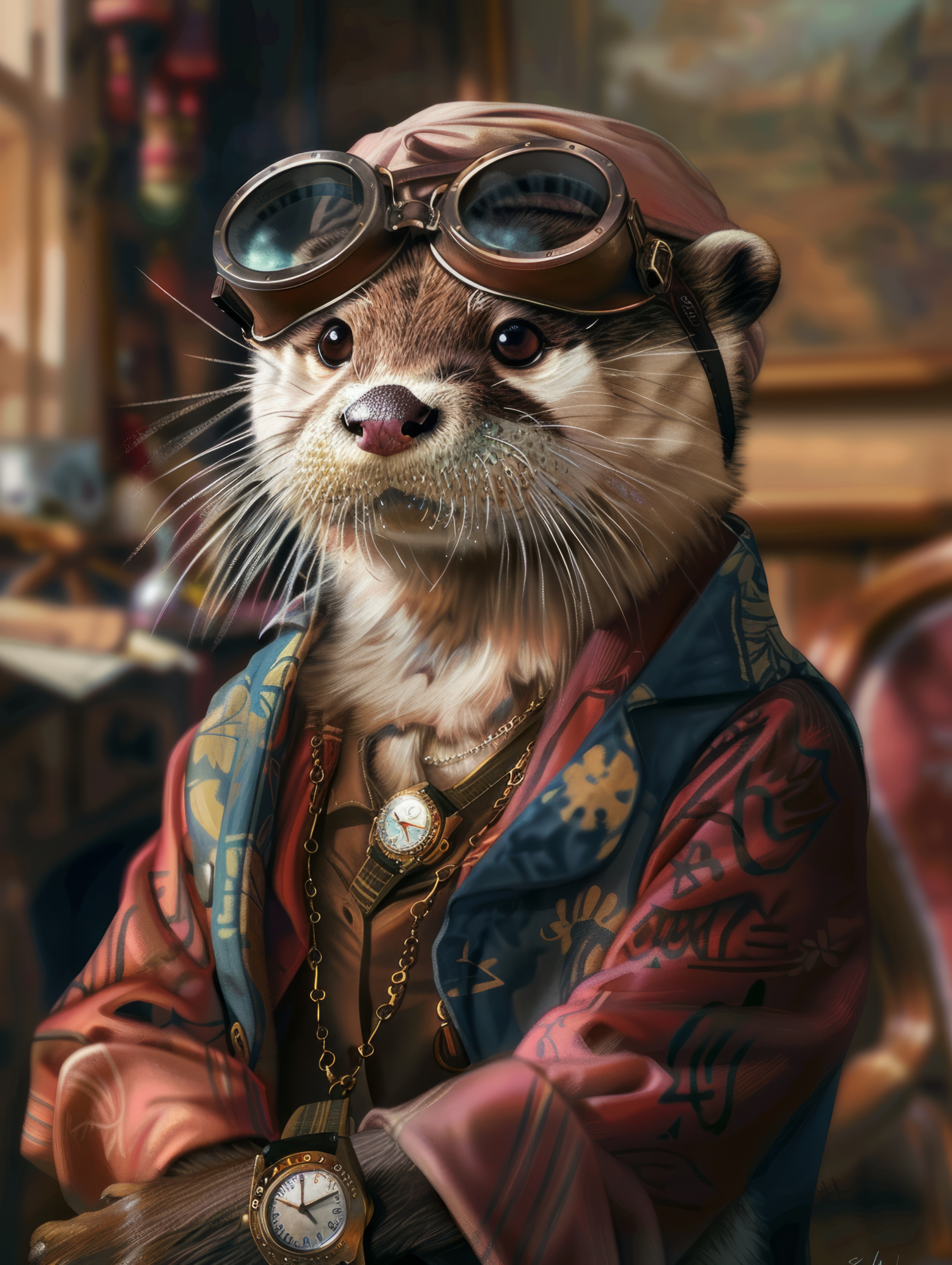 Canvas schilderij van een Otter 100x200 cm