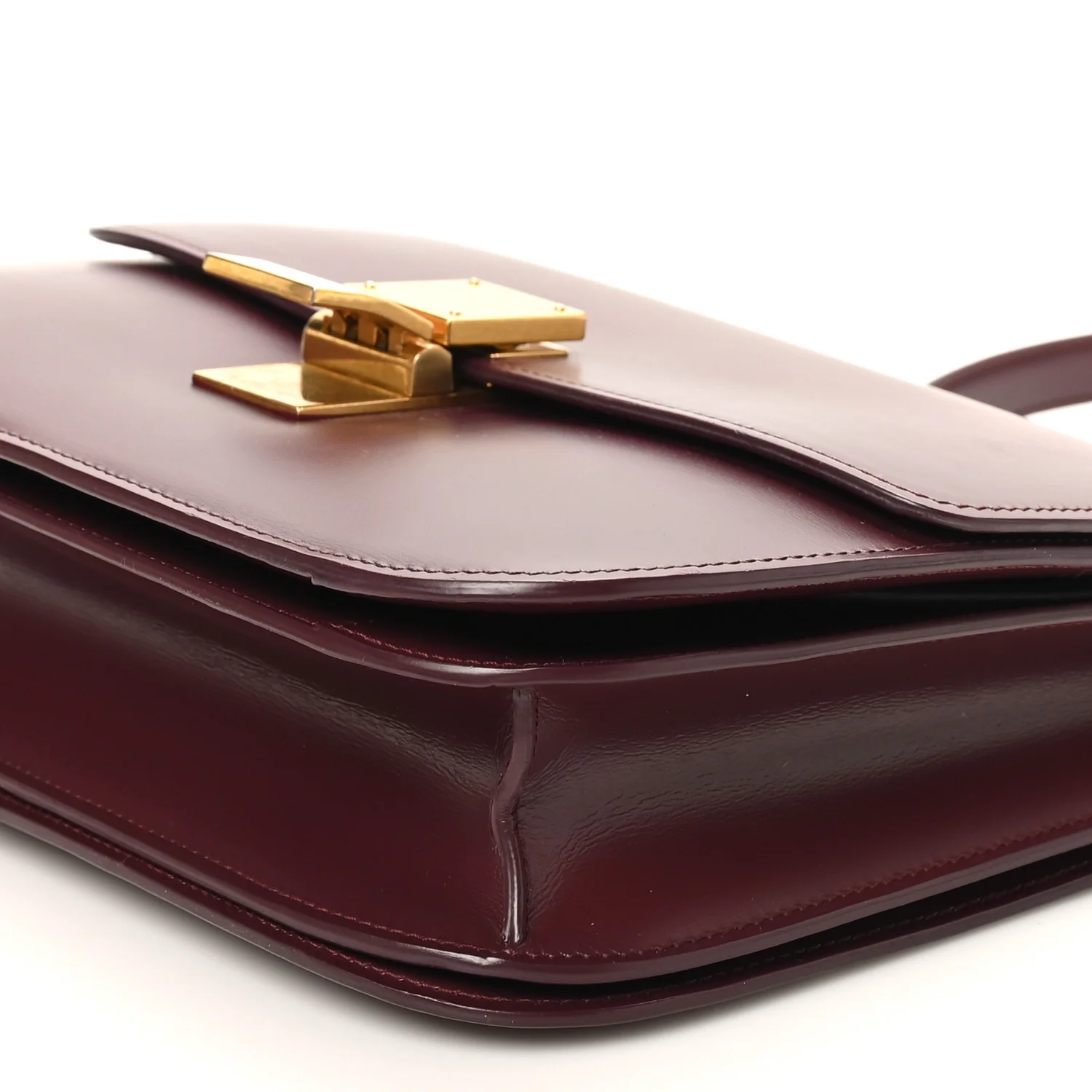 Box Calfskin Medium Classic Box Flap Bag Burgundy - Top Club