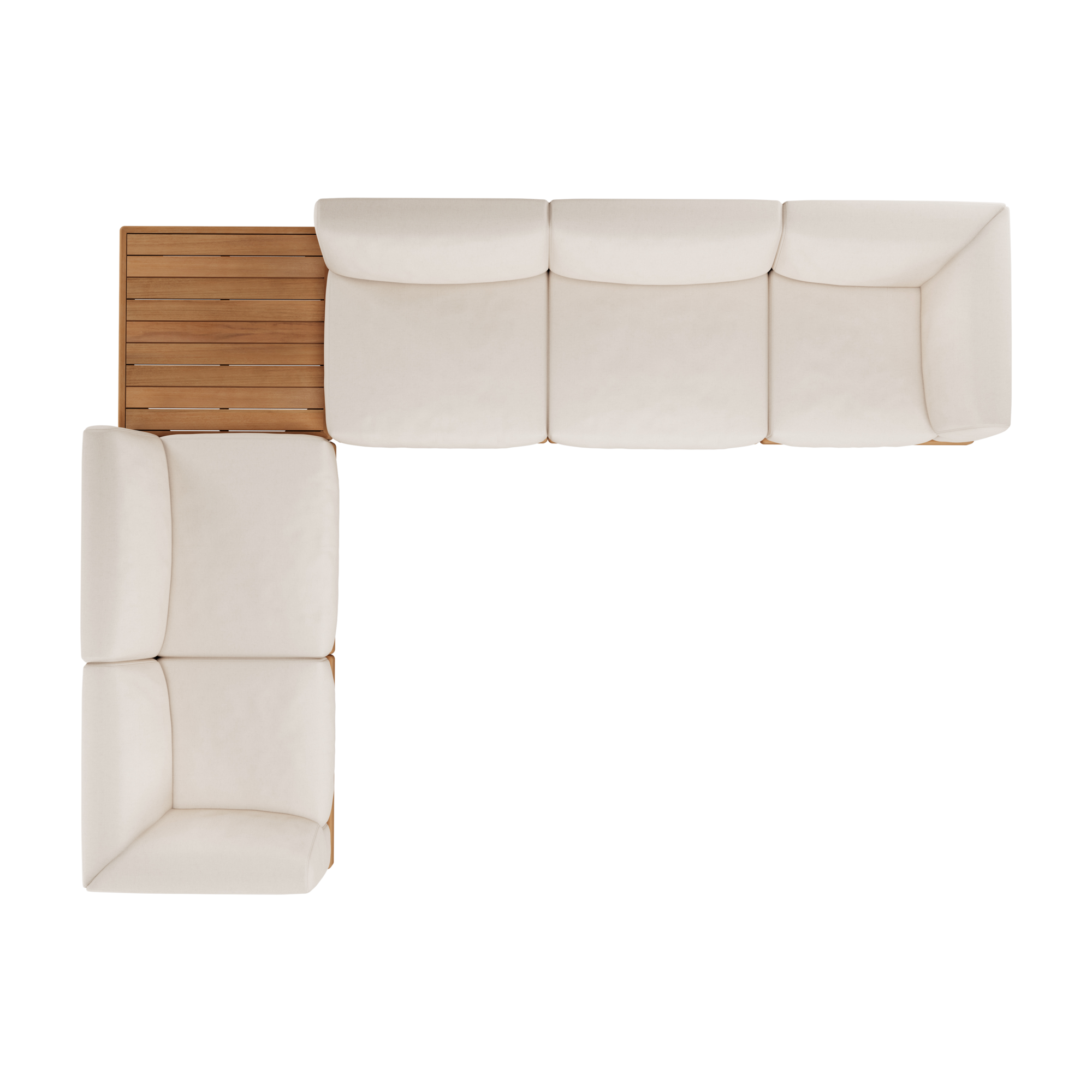 Modulaire bank Monocle outdoor wit set L of R + tafel