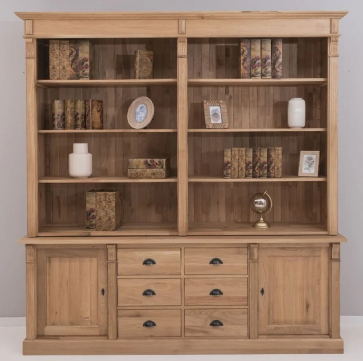Country house style oak wood cabinet natural colors 223 x 51 x H. 228 cm - country house style solid wood furniture