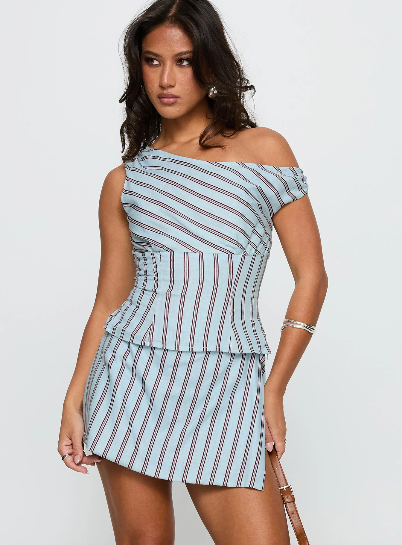 Gulliver Tie Side Mini Skort Blue / Maroon Stripe