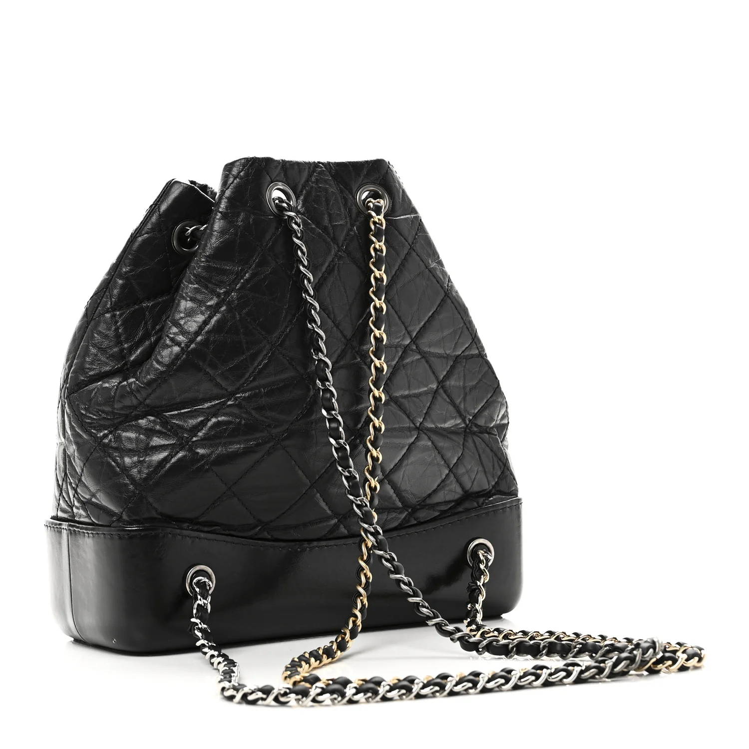 Aged Calfskin Quilted Small Gabrielle Backpack Black - Top Club