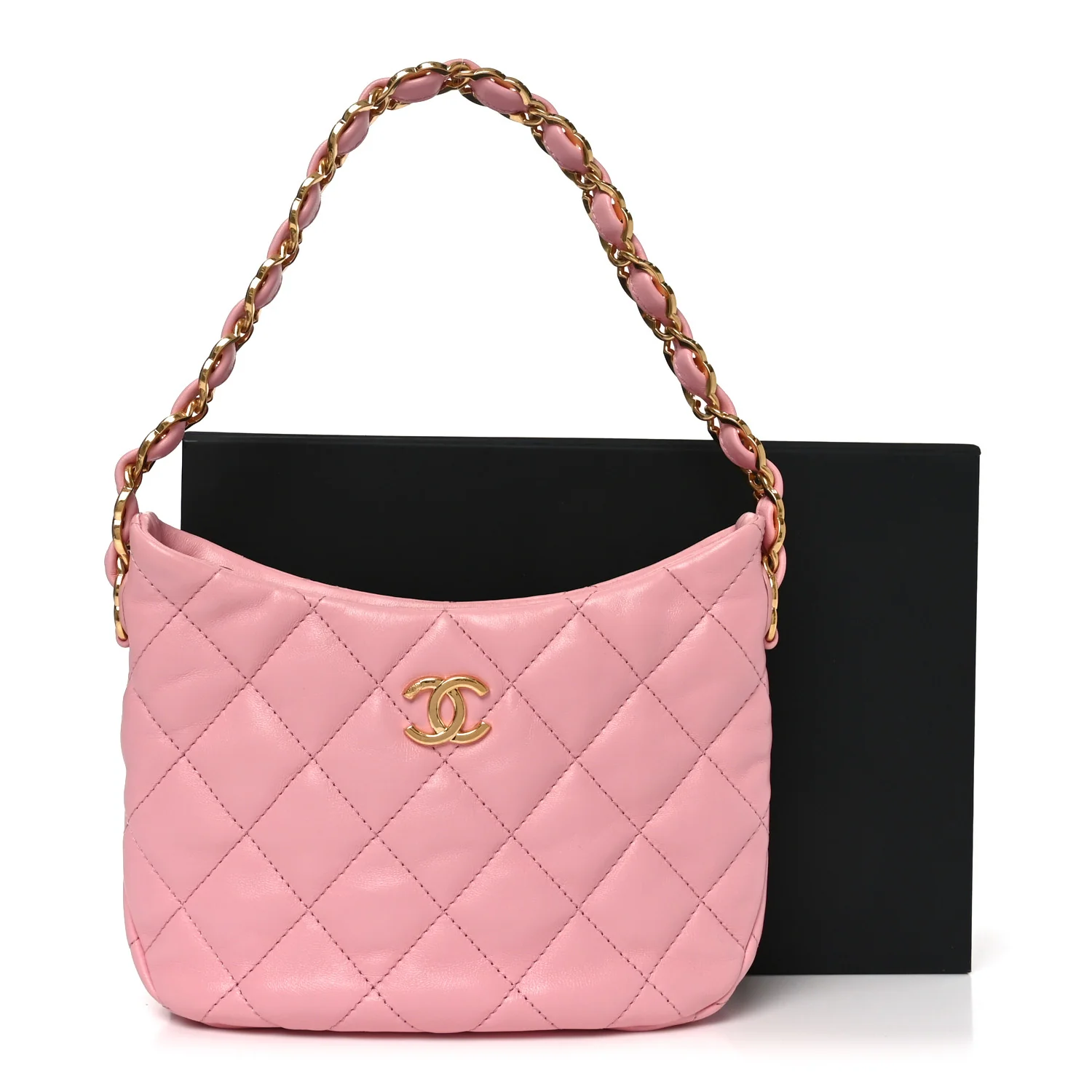 Lambskin Quilted CC Links Hobo Light Pink - Top Club
