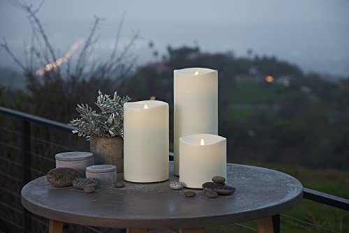 Luminara Realistic Artificial Moving Flame Outdoor Pillar Candle - Moving Flame LED Battery Operated Lights for Outside Christmas, Halloween - Remote Ready - Remote Included - Ivory - 6
