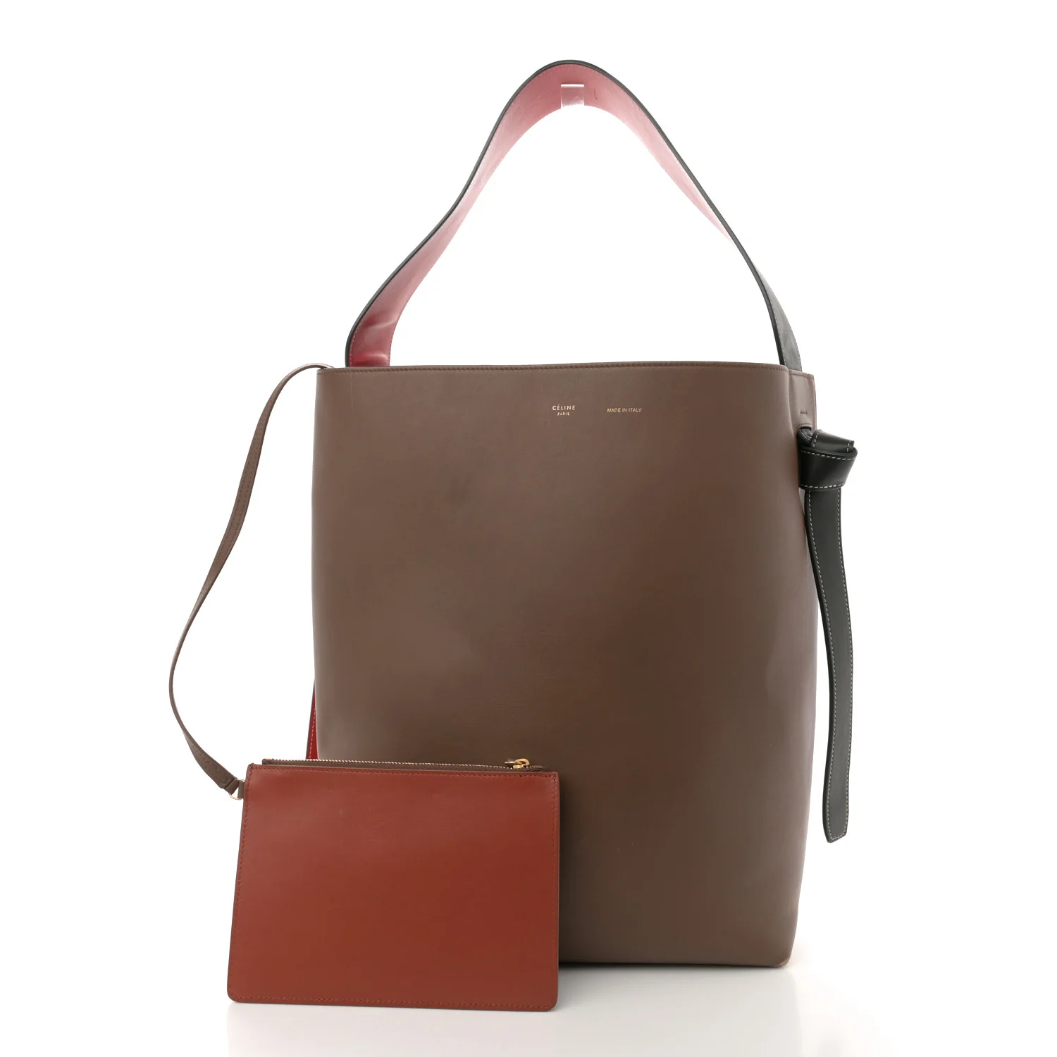 Shiny Smooth Calfskin Small Twisted Cabas Camel Brick