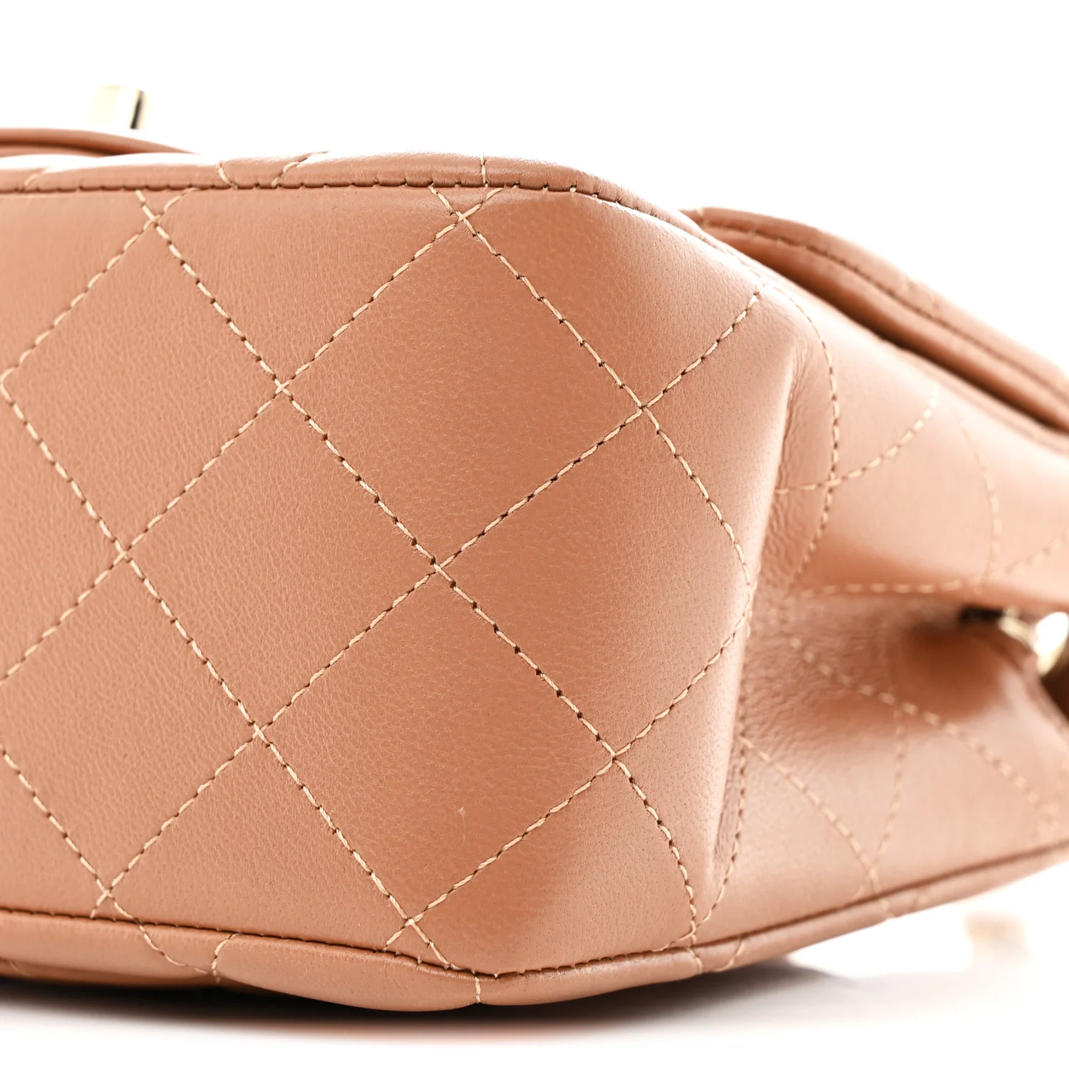 Lambskin Quilted Mini Square Flap Brown - Top Club