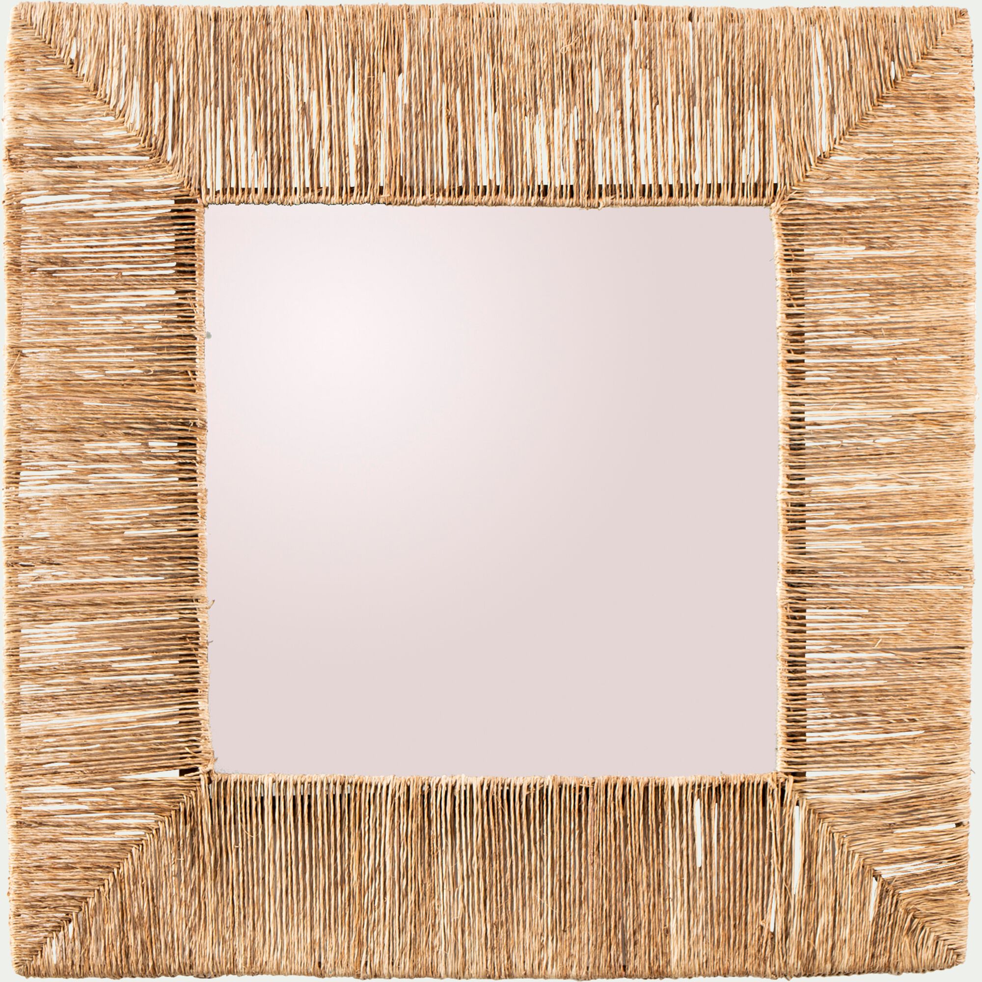 VENDRES - Miroir carré en jonc de mer - naturel 76x76cm