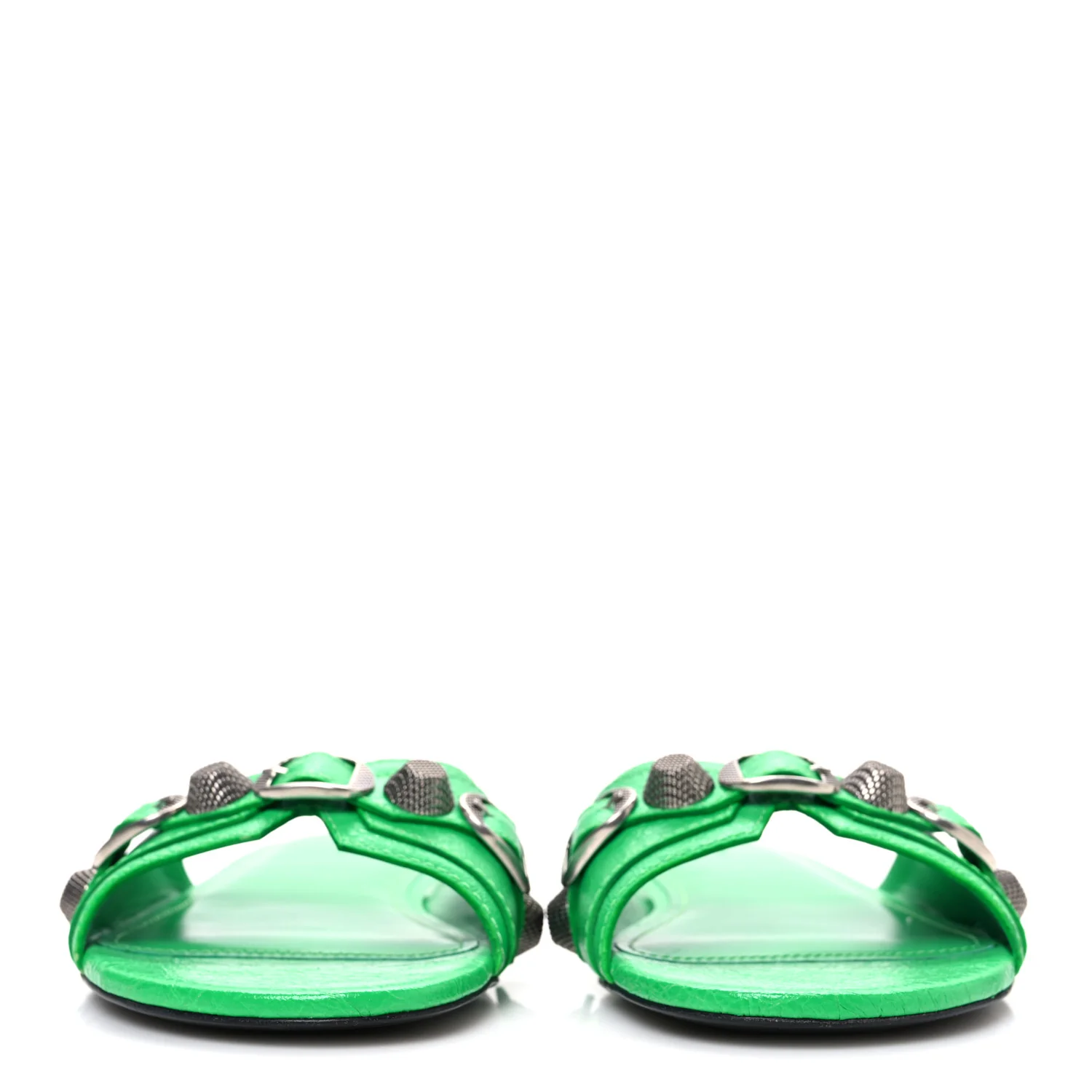 Agneau Arena Cagole Flat Slide Sandals 37 Vivid Green - Top Club