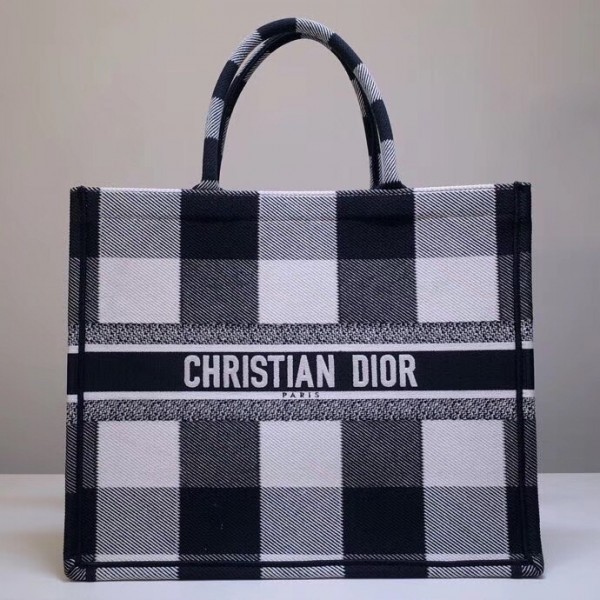 D Book Tote Bag  Checkered Canvas - Top Club