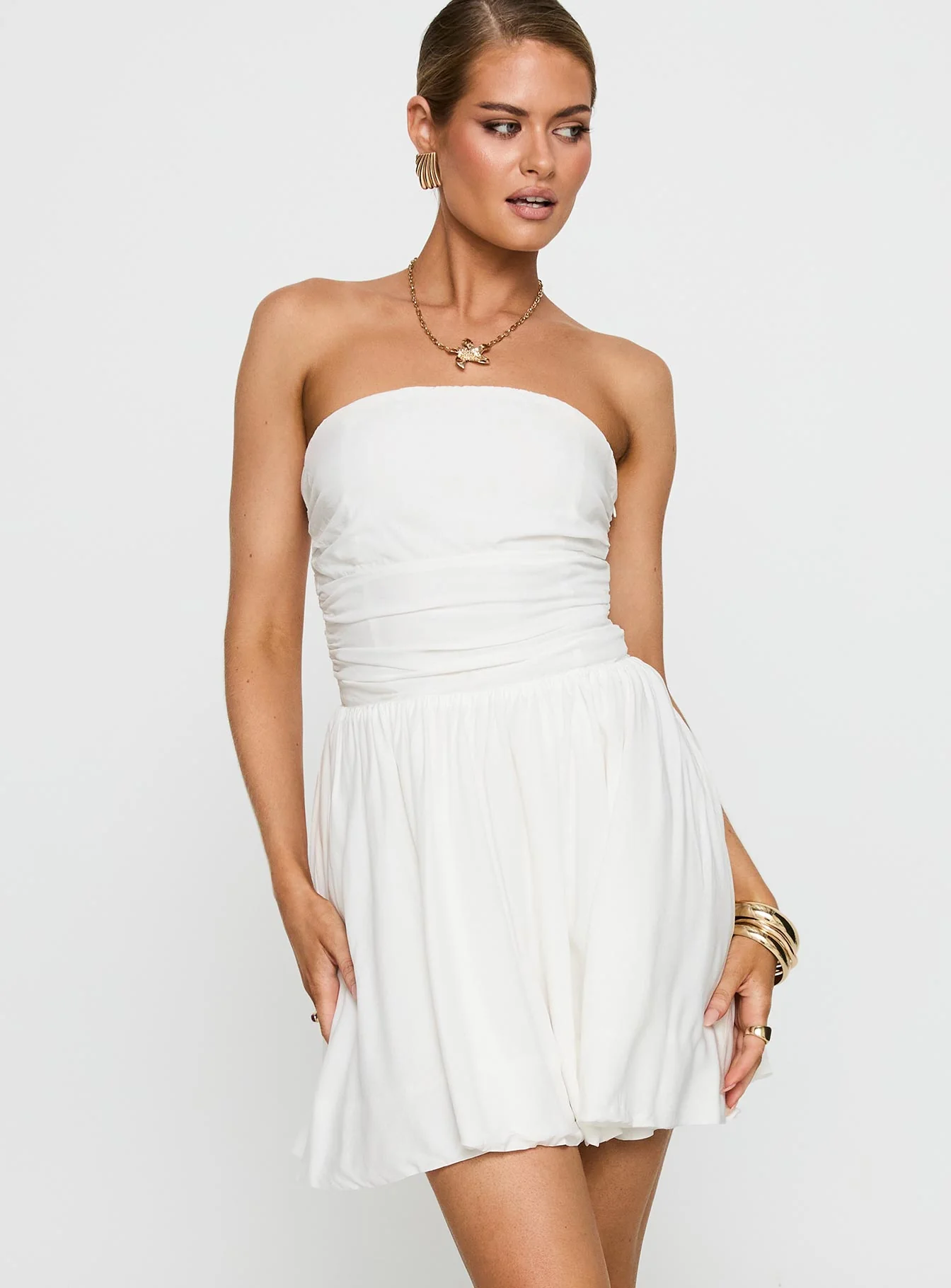 Rashida Strapless Mini Dress White