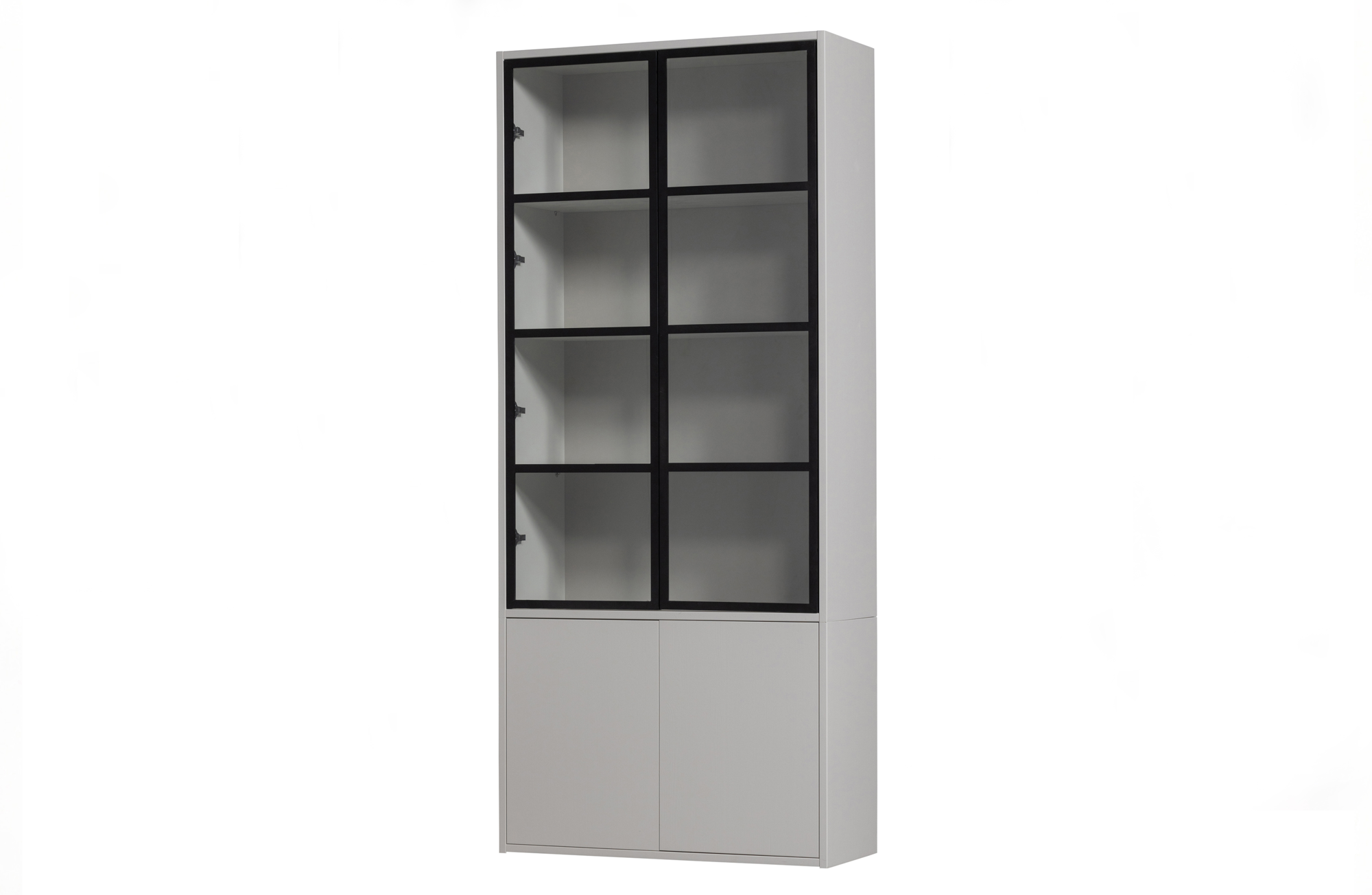 Vitrinekast Basic grenen 4 deurs Basic 4-drs vitrinekast grenen mist [fsc]