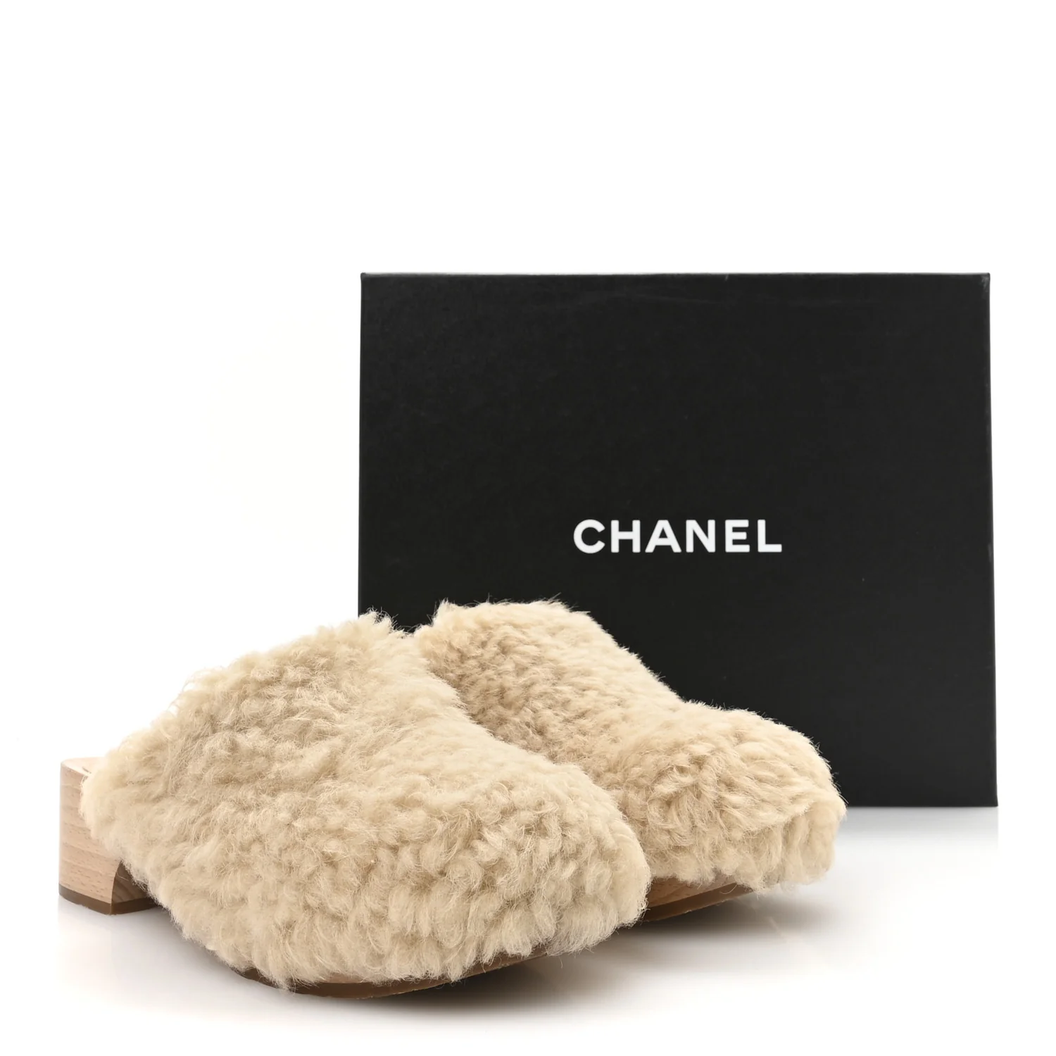 Shearling Lambskin Clogs 38 Beige - Top Club