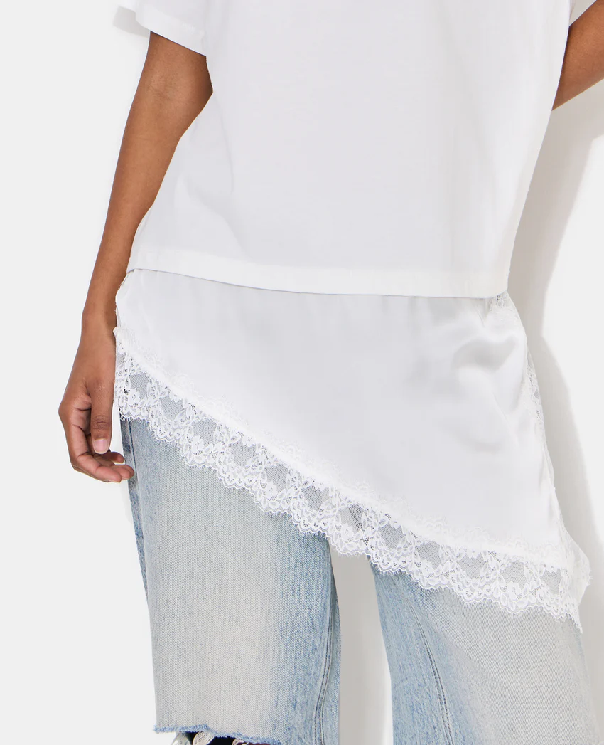 Pimkie T-shirt oversize avec empiècement satin et dentelle