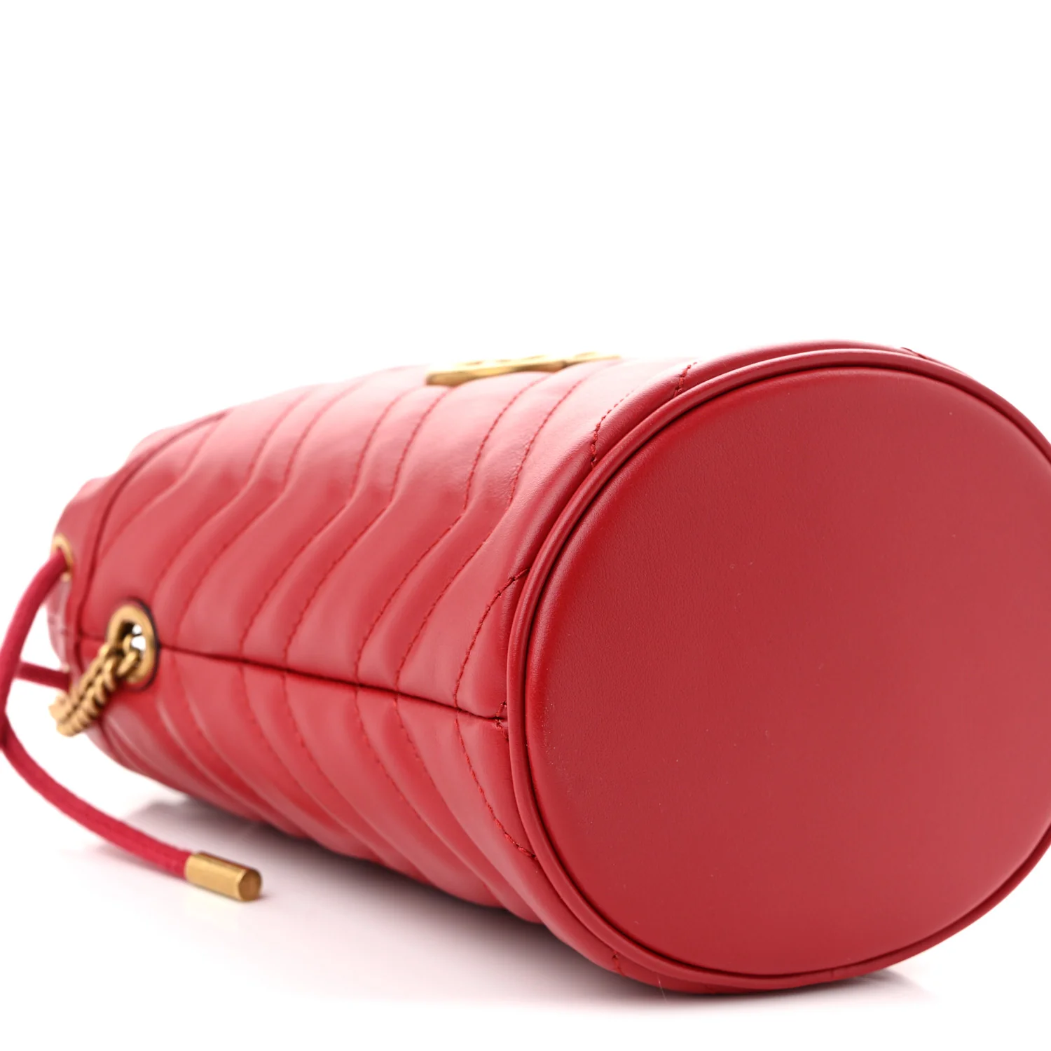 Calfskin Matelasse Mini GG Marmont 2.0 Bucket Bag Hibiscus Red - Top Club