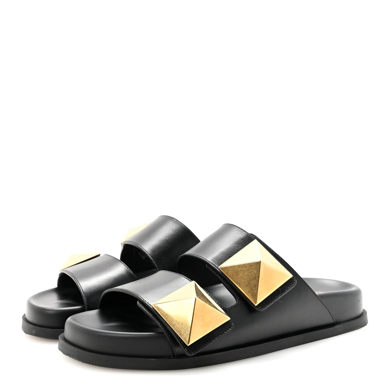 Nappa One Stud Slide Sandals 36.5 Black - Top Club