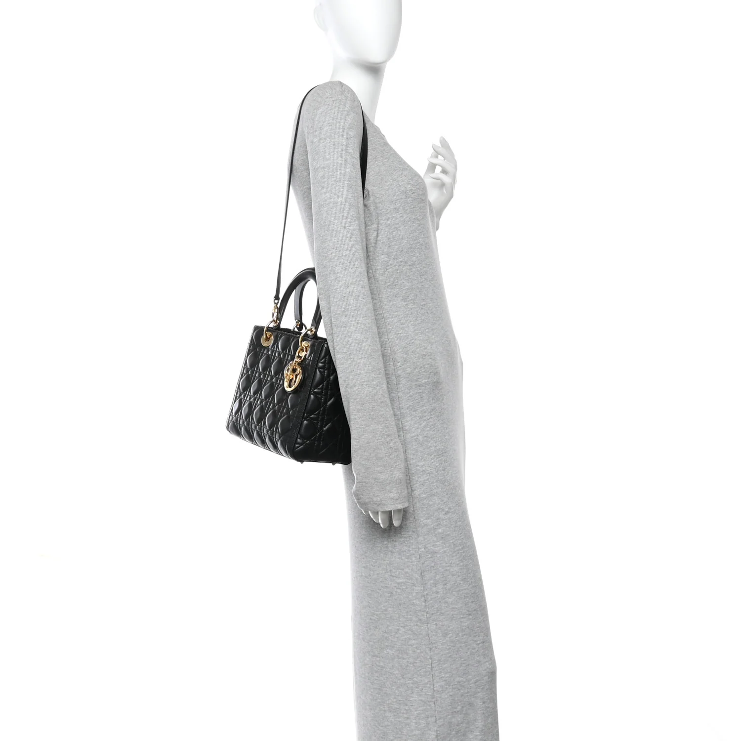 Lambskin Cannage Medium Lady Dior Black