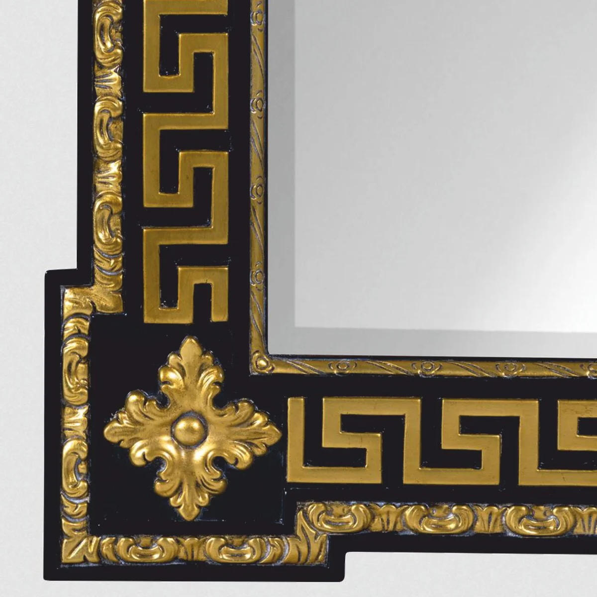 Luxury baroque mirror black / gold H. 189 cm - baroque style furniture