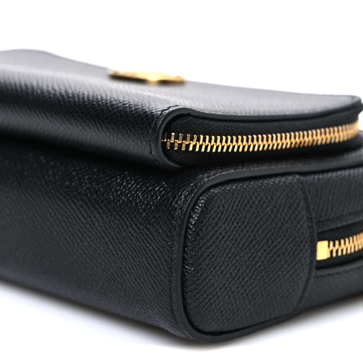 Grained Calfskin Caro Double Pouch Black - Top Club