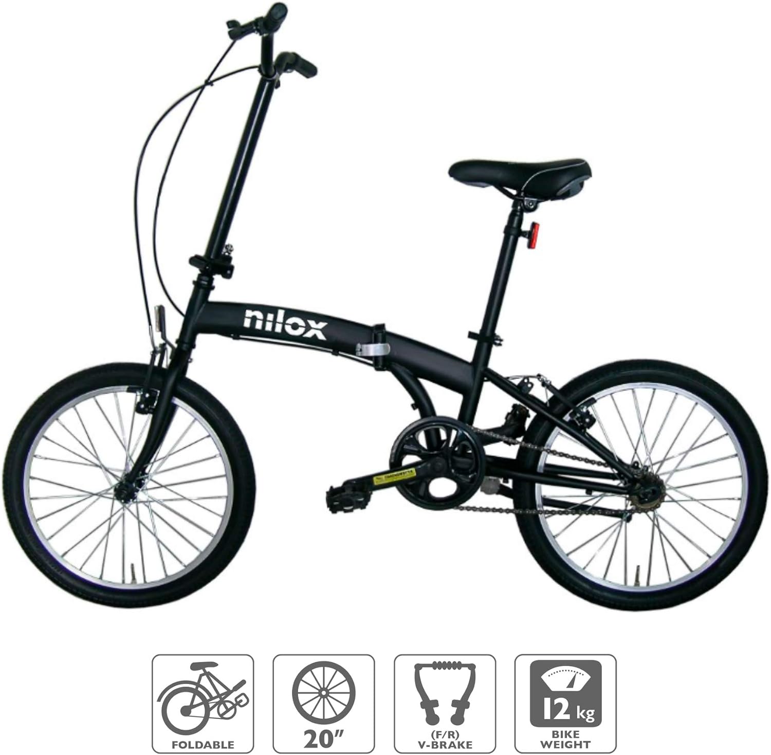 Nilox, Bike X0, Bici Pieghevole, Facile da Trasportare, Design Moderno, con Telaio Opaco in Acciaio, Bicicletta Leggera, 12 kg di Peso, con Cerchi in Alluminio da 20