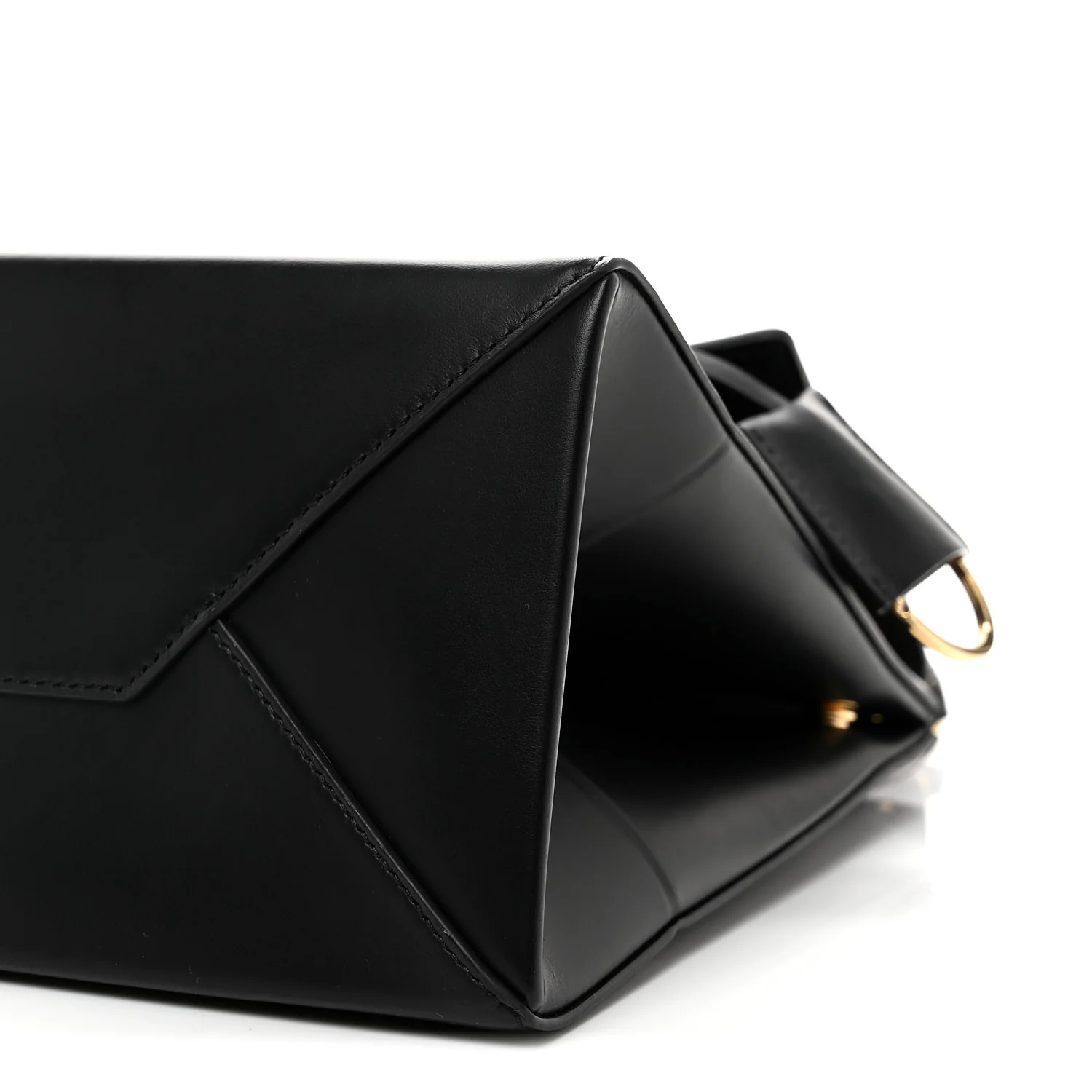 Natural Smooth Calfskin Medium Nano Top Handle Handbag Black - Top Club