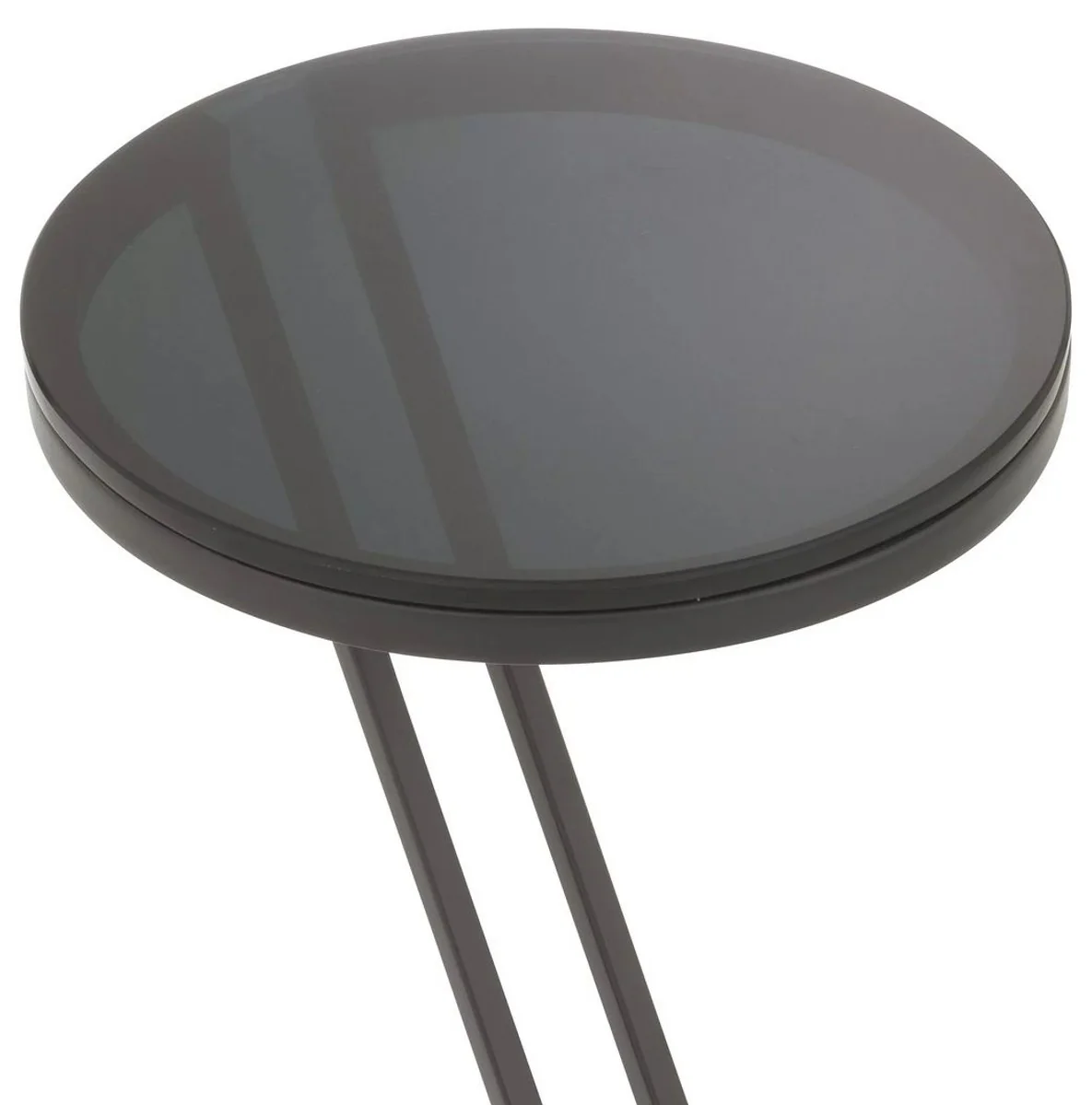 Luxury side table gunmetal / gray Ø 36 x H. 60 cm - stainless steel table with glass top - living room furniture - luxury furniture - luxury furnishings - luxury interior