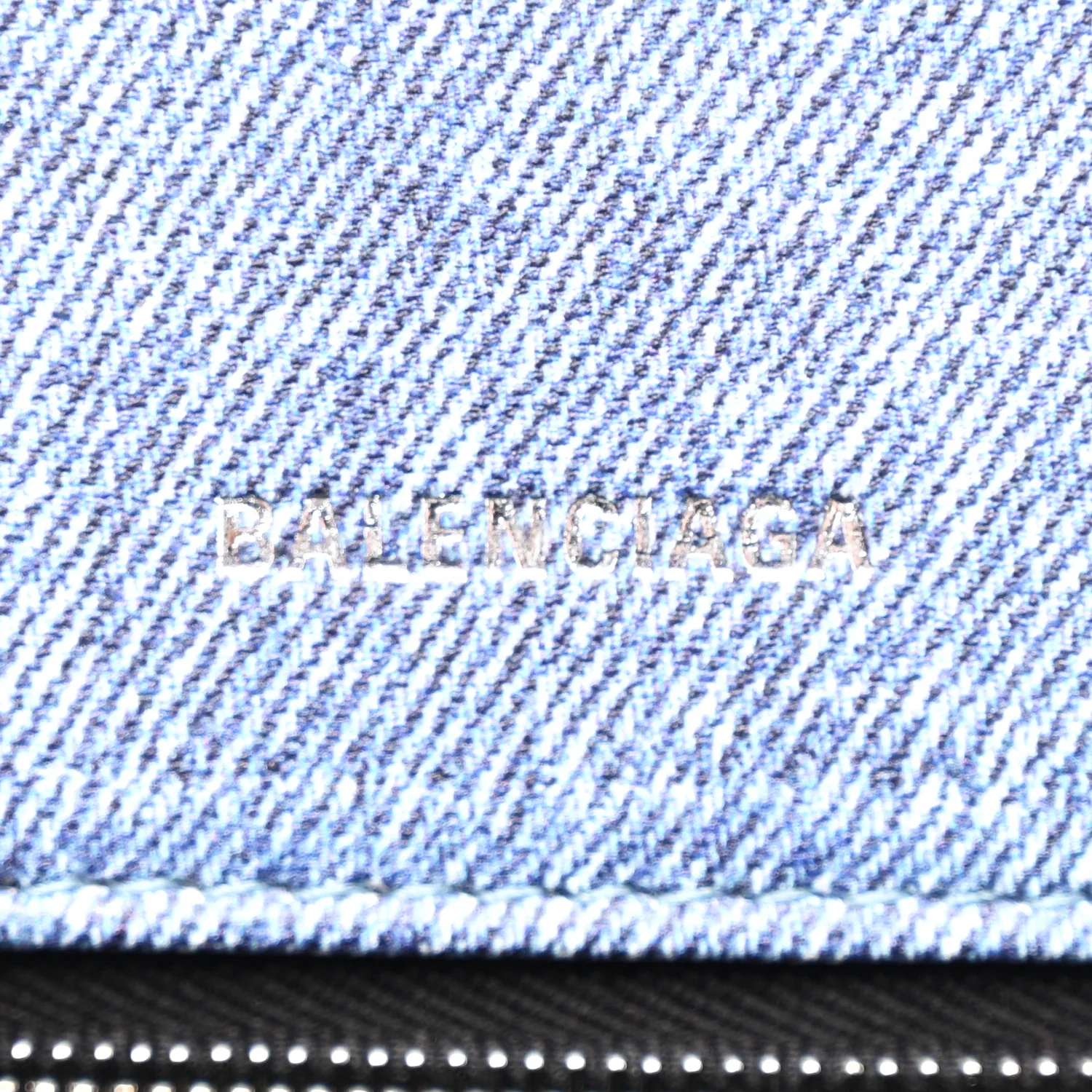 Nappa Denim Printed Small Hourglass Top Handle Bag Denim Blue - Top Club