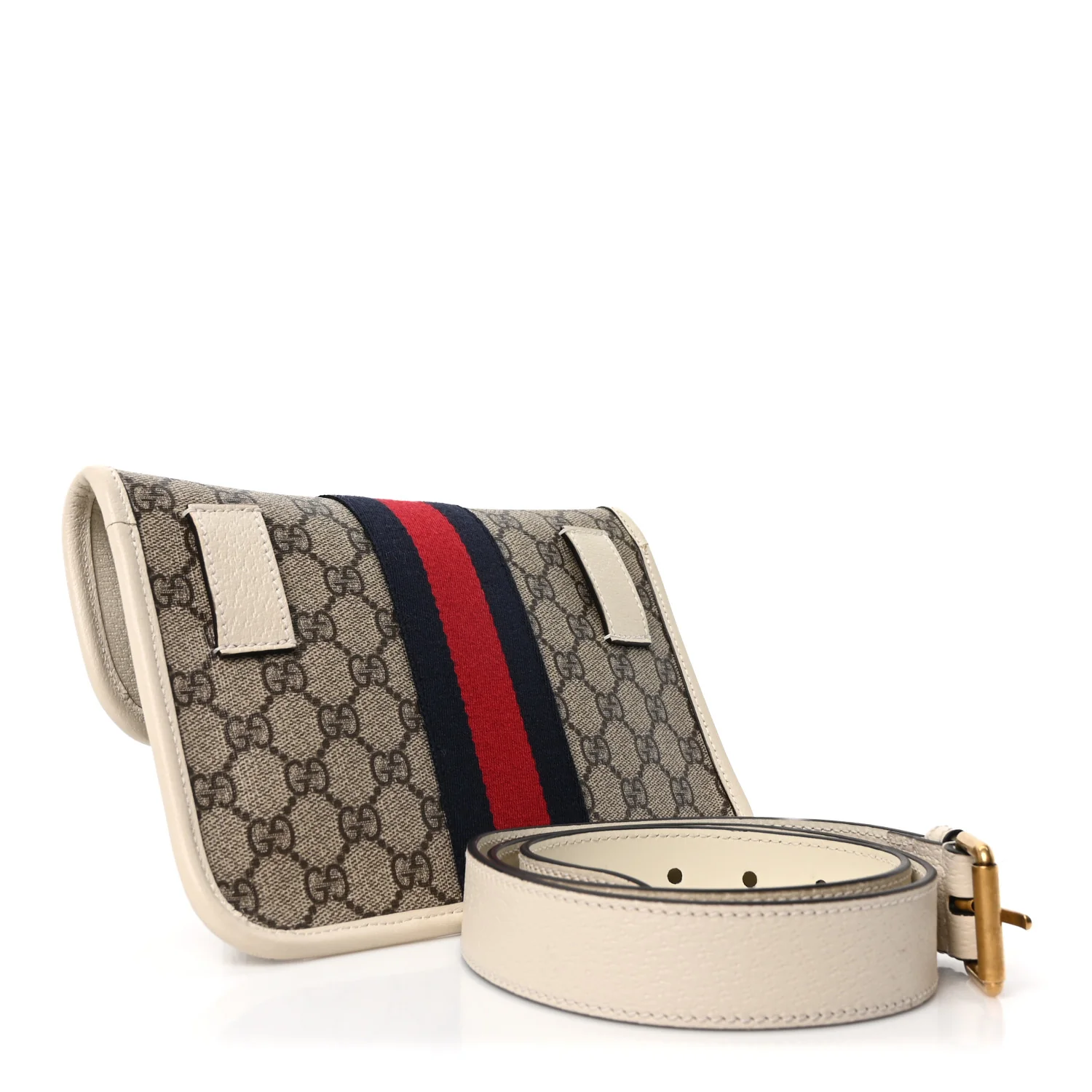 GG Supreme Monogram Web Small Ophidia Belt Bag 90 36 Beige Ebony White - Top Club