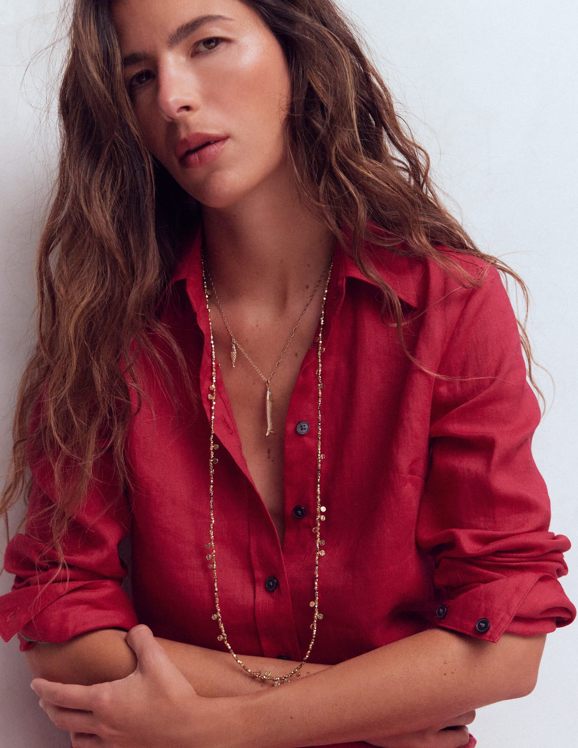 Zweireihige Perlenkette-Gold