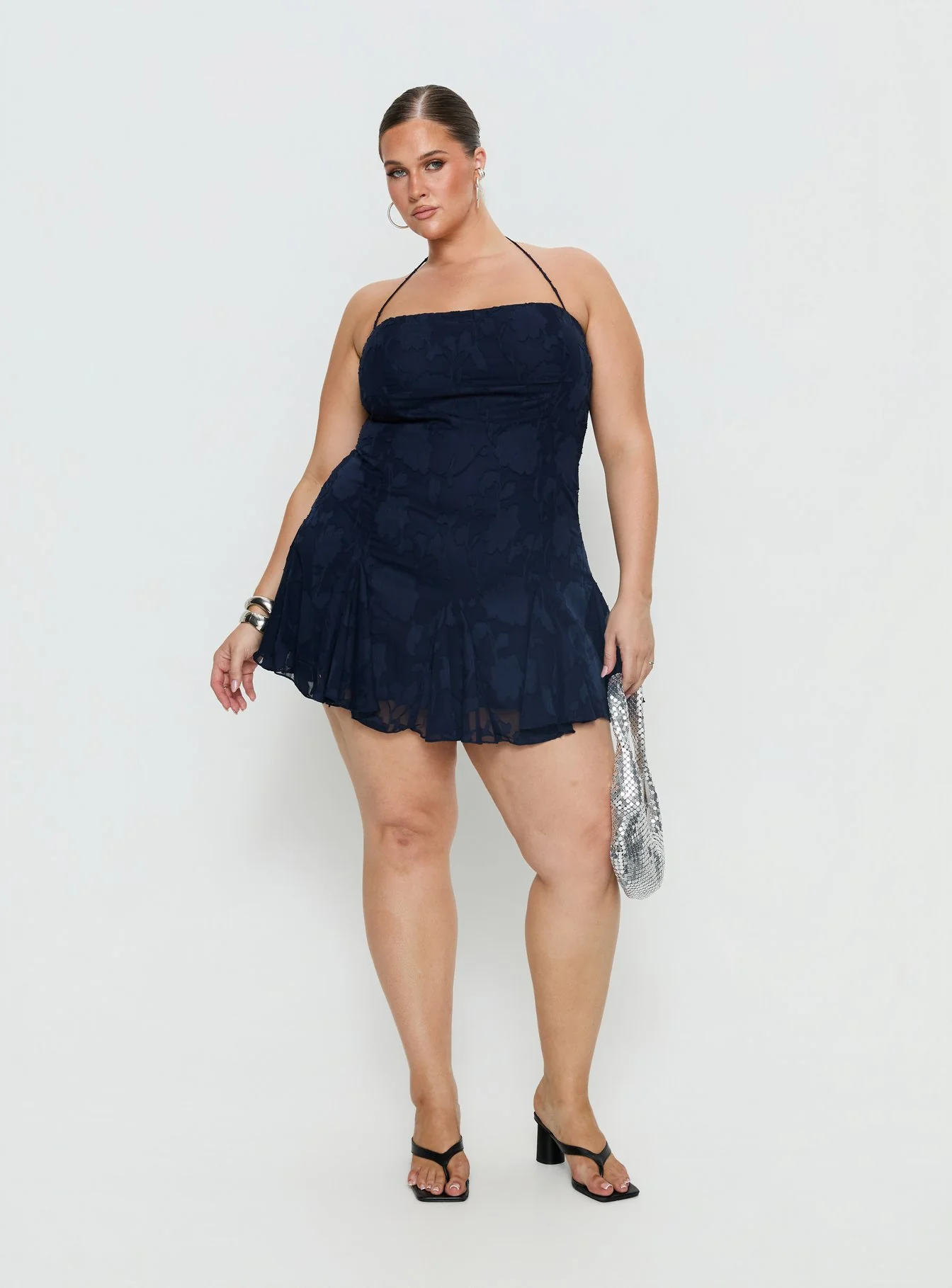 Delamere Mini Dress Navy Burnout Curve