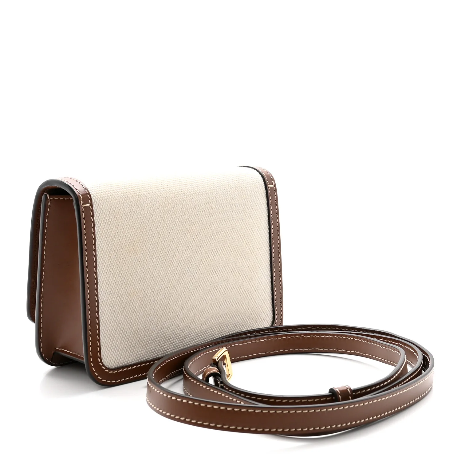 Canvas Calfskin Mini TB Bag Natural Malt Brown - Top Club