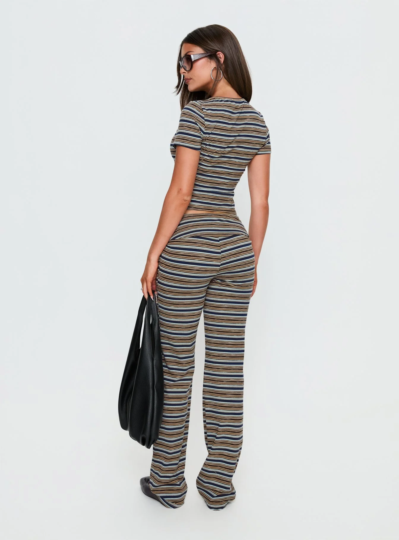Manolo Foldover Pants Brown / Grey Stripe