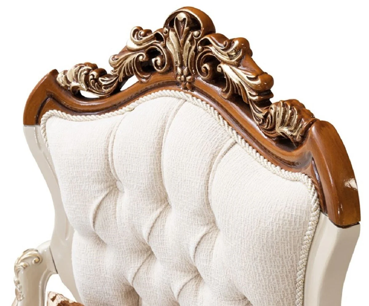 Luxury Baroque Living Room Set Beige / Gray / Brown / Gold - 2 Sofas & 2 Armchairs & 1 Coffee Table - Handmade Living Room Furniture in Baroque Style - Noble & Magnificent