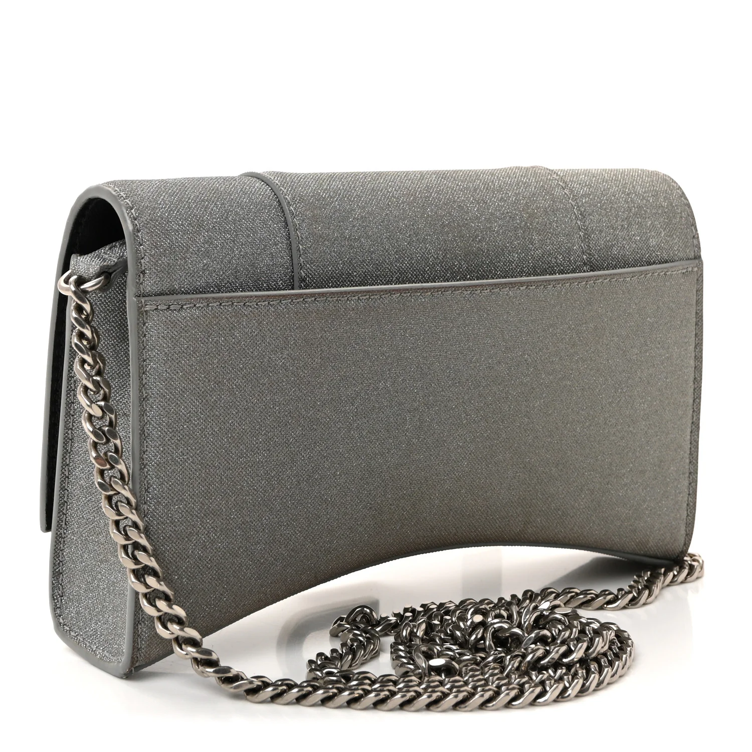 Glitter Fabric Hourglass Chain Bag Grey - Top Club
