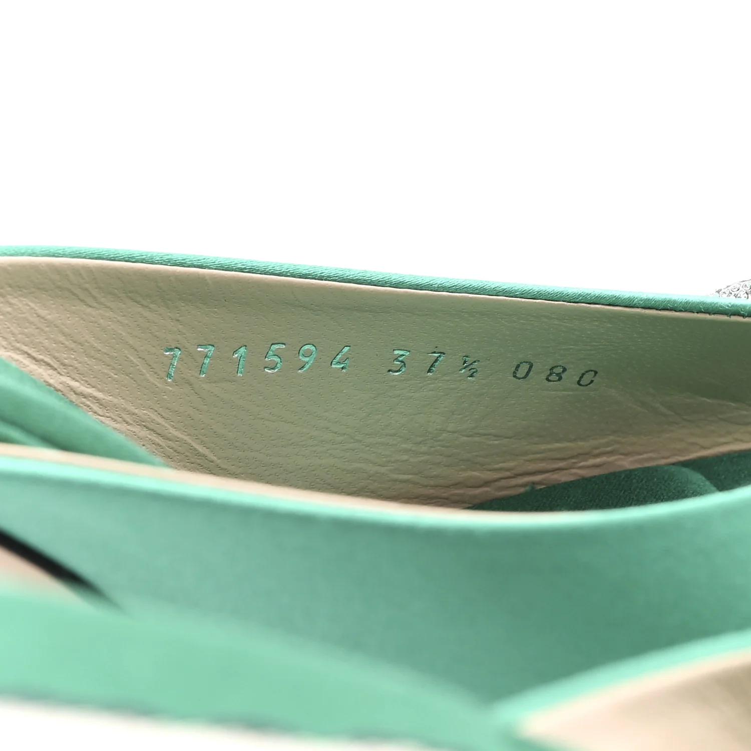 Raso Seta Malaga Kid Crystal Horsebit Sandals 37.5 Jade Caribbean Green - Top Club