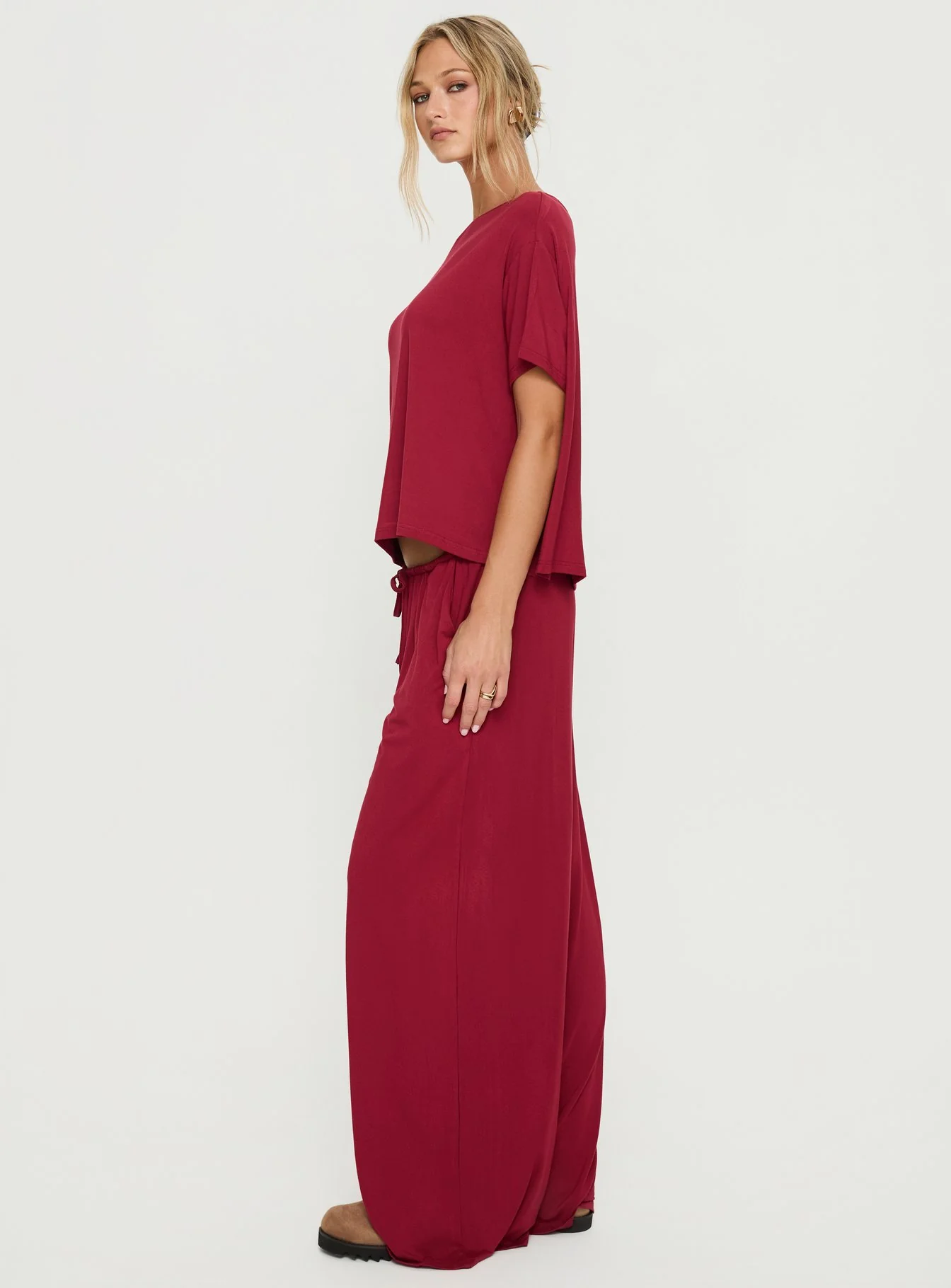 Cozy Hour Sleep Relaxed Pants Red