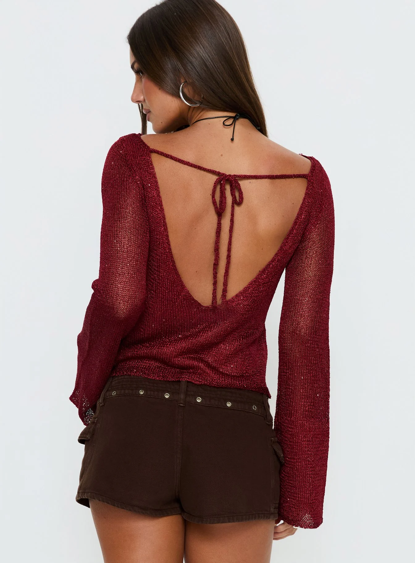 Evanne Long Sleeve Knit Top Red