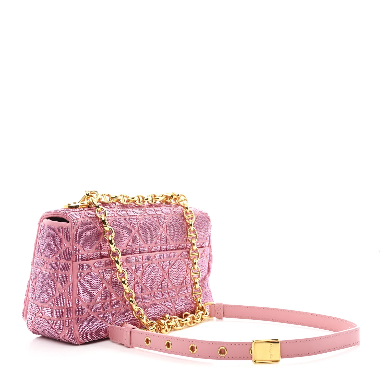Calfskin Beaded Small Caro Bag Pink - Top Club
