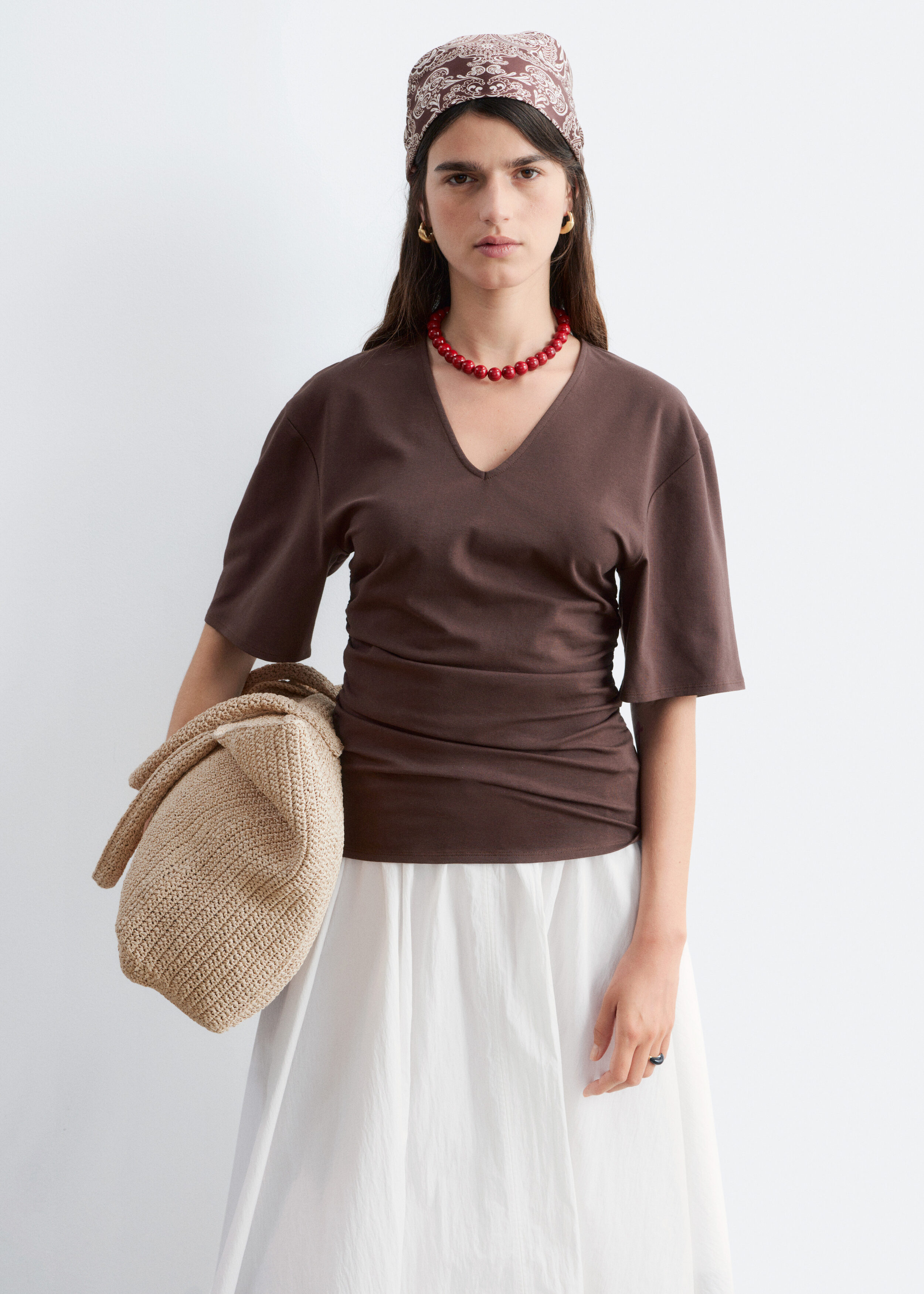 & Other Stories GATHERED V-NECK T-SHIRT