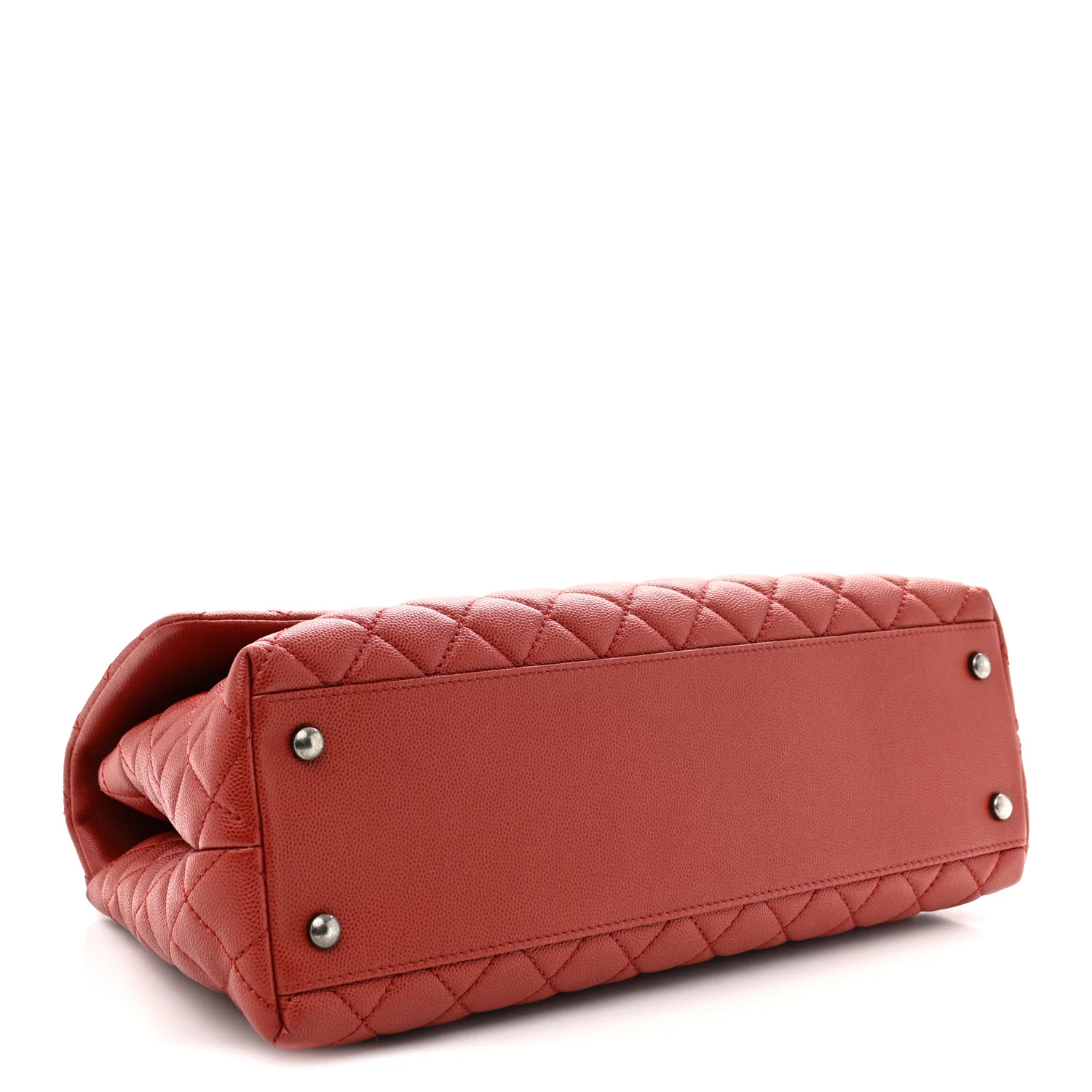 Caviar Quilted Medium Coco Handle Flap Dark Red - Top Club
