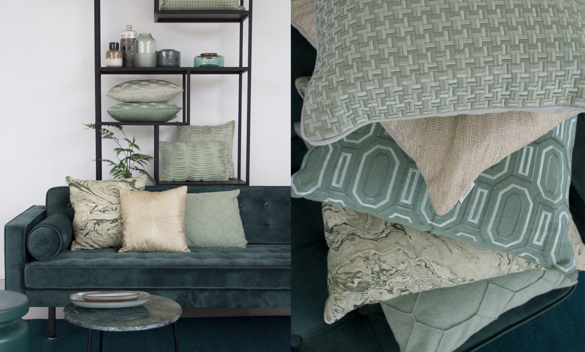 Linnen kussen octagon seablue