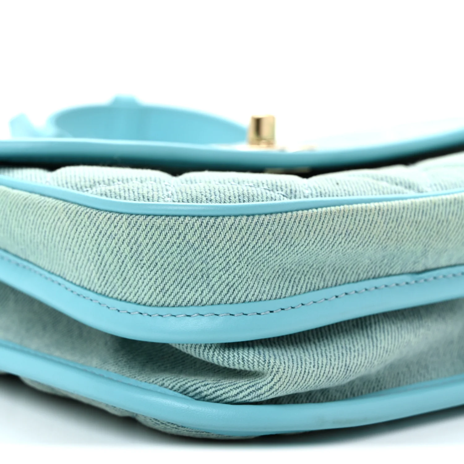 Denim Quilted Small Messenger Flap Neon Blue - Top Club