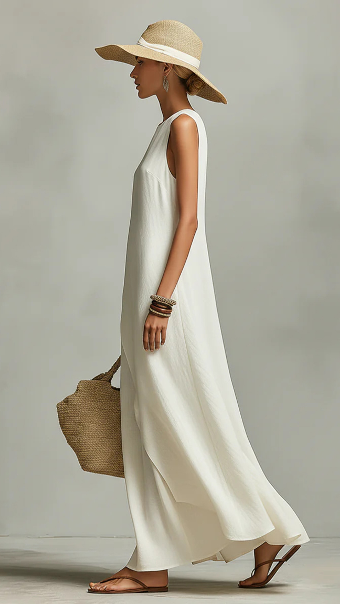 Sleeveless asymmetrical hem cotton-linen blend dress - Nordfashionstorm - Women's Clothing, Fashion for You - Nordfashionstorm.com