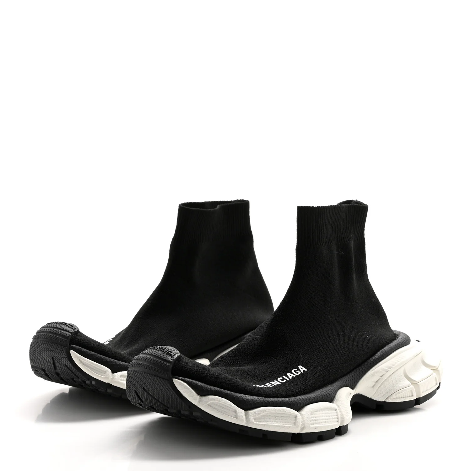 Technical 3D Recycled Knit Womens 3XL Sock Sneakers 35 Black White - Top Club