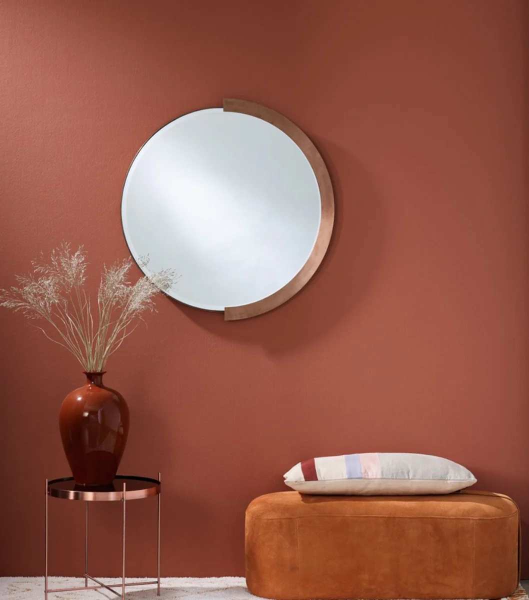 Luxury mirror red-copper colored 81 x H. 84 cm - Elegant wall mirror with metal frame - Luxury furniture