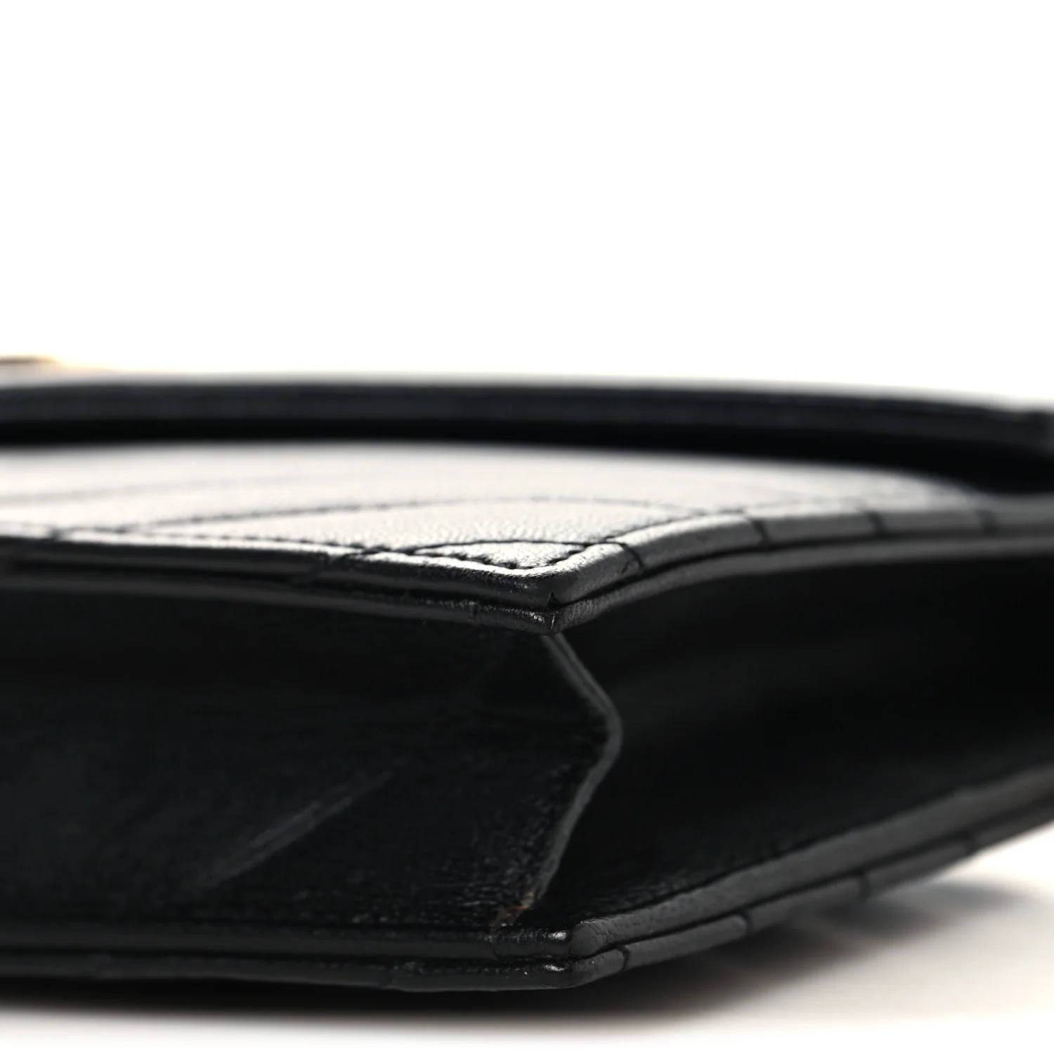Calfskin Matelasse Chevron Monogram Envelope Chain Wallet Black - Top Club